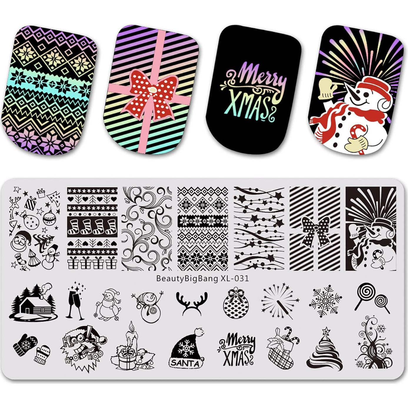 Kit 6 Placas Estampado Uñas Navidad OCOUYVD 12x6cm