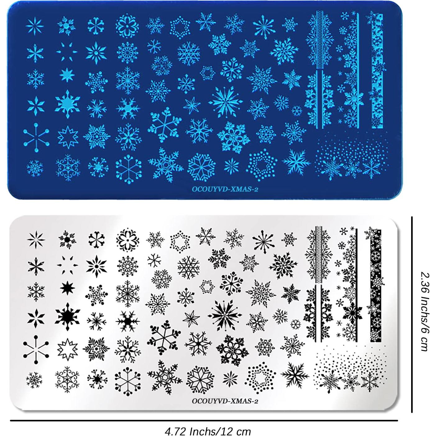 Kit 6 Placas Estampado Uñas Navidad OCOUYVD 12x6cm