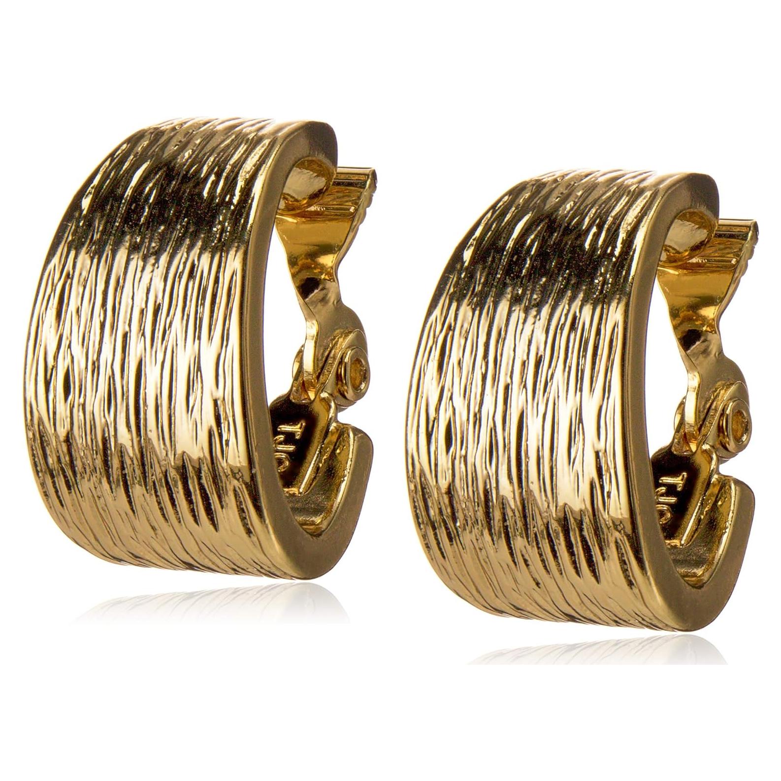 Pendientes de Aro Clip-On Anne Klein Dorados Elegantes