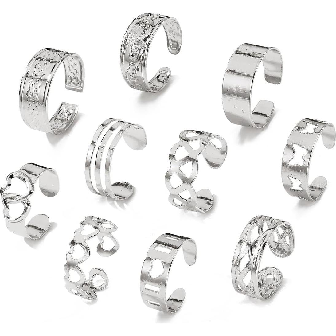 Anillos ajustables para dedos de los pies mujer - 10 piezas