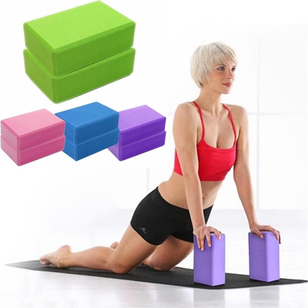 Yoga Block (Set of 2) - EVA Foam Block Soft Surface Foam Bolster Pillow Cushion Exercise Gym Training Pilates Meditation