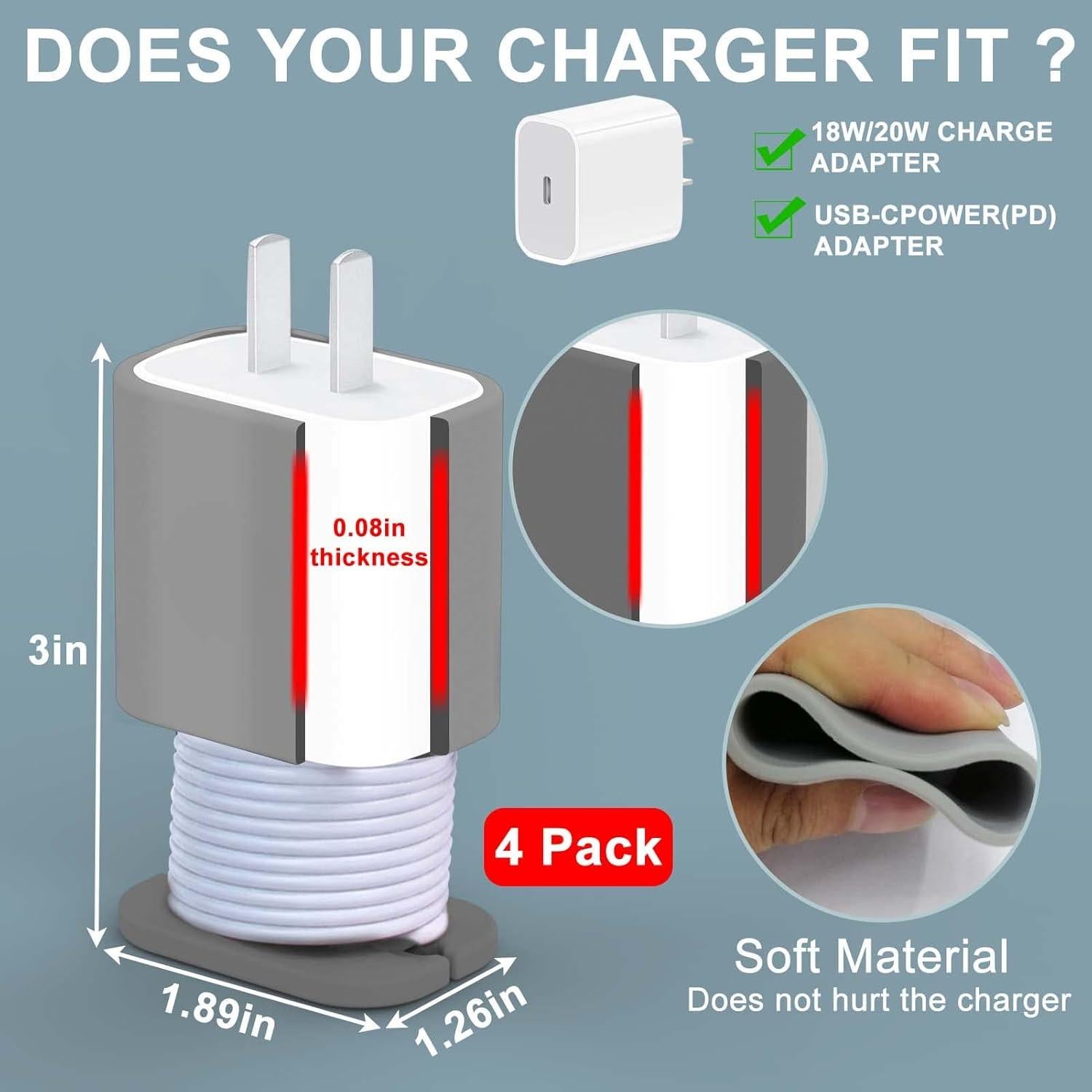 Protector de Cargador de Silicona XANGNIER 2 en 1 - Paquete de 4