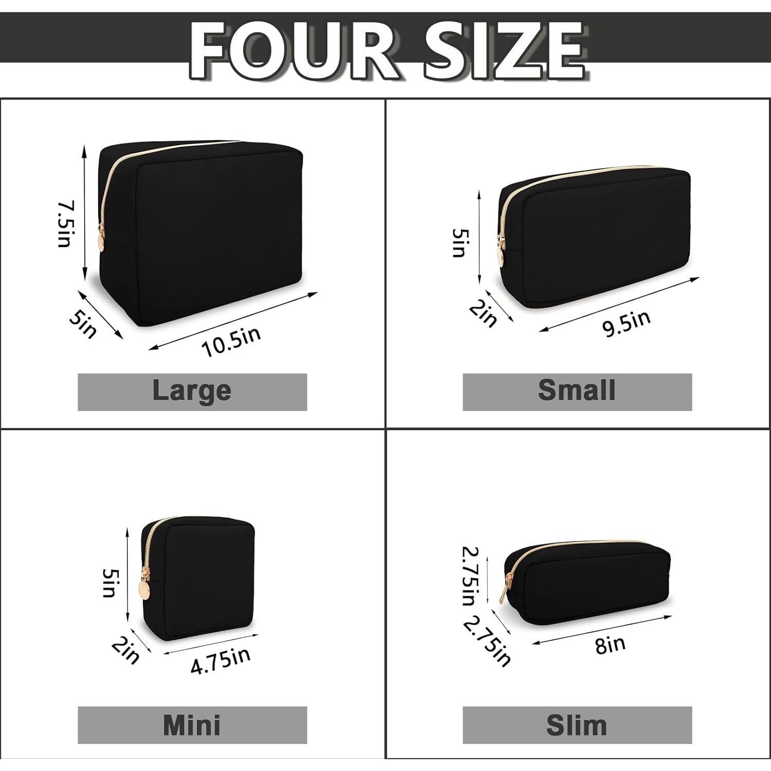 Bolsa de Maquillaje Pequeña UIXIZQ Impermeable Negra 24.1x5.1x12.7cm