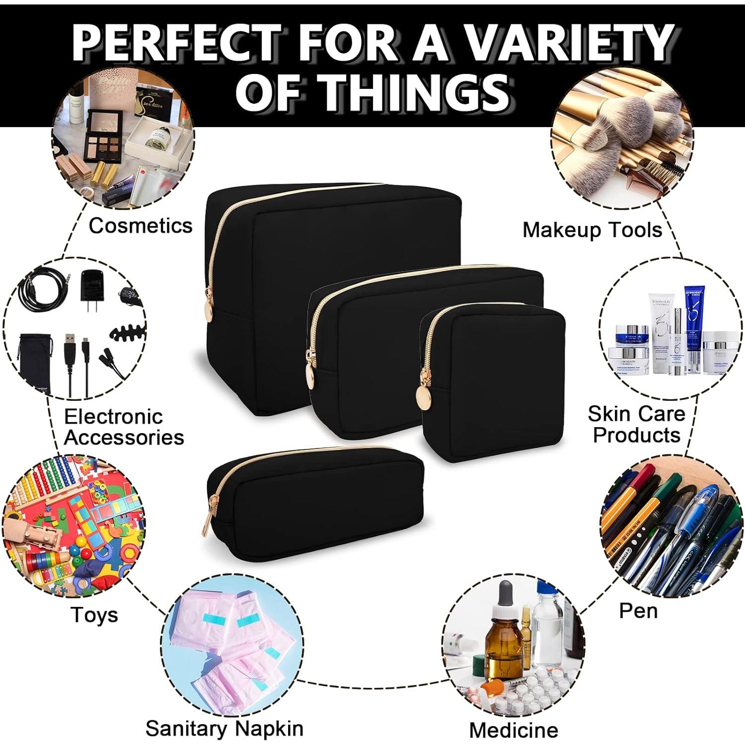 Bolsa de Maquillaje Pequeña UIXIZQ Impermeable Negra 24.1x5.1x12.7cm