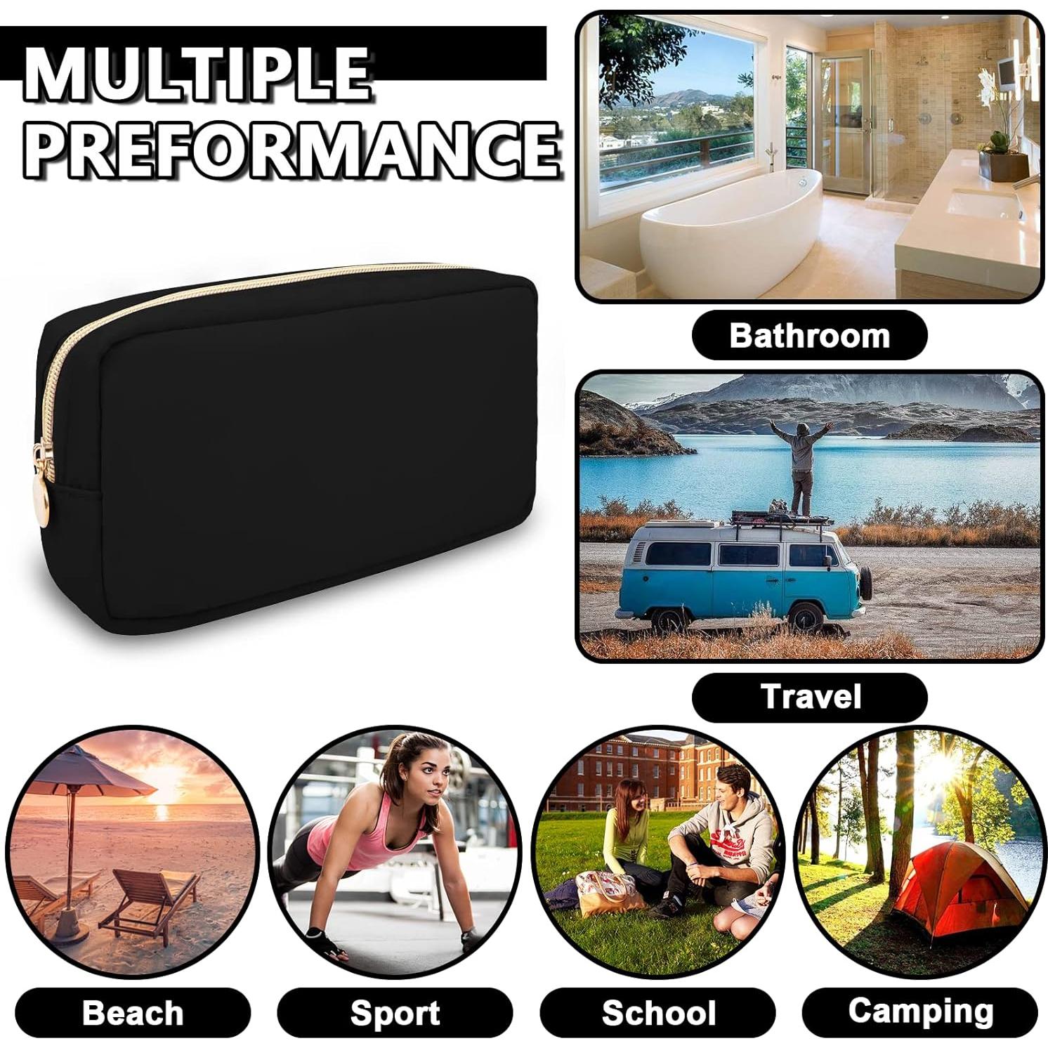 Bolsa de Maquillaje Pequeña UIXIZQ Impermeable Negra 24.1x5.1x12.7cm