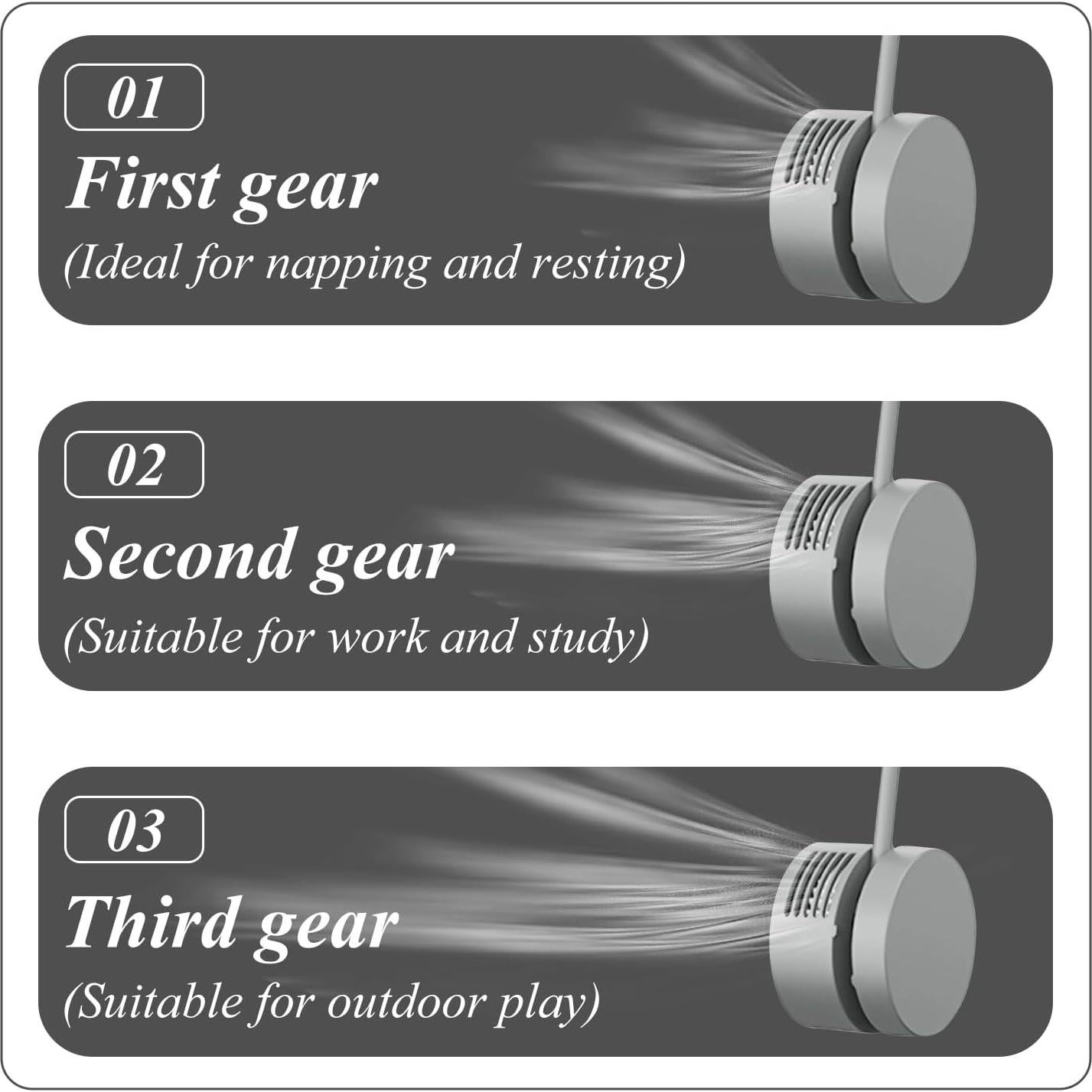 Ventilador de Cuello Plegable Genérico A1 USB 3 Velocidades Gris