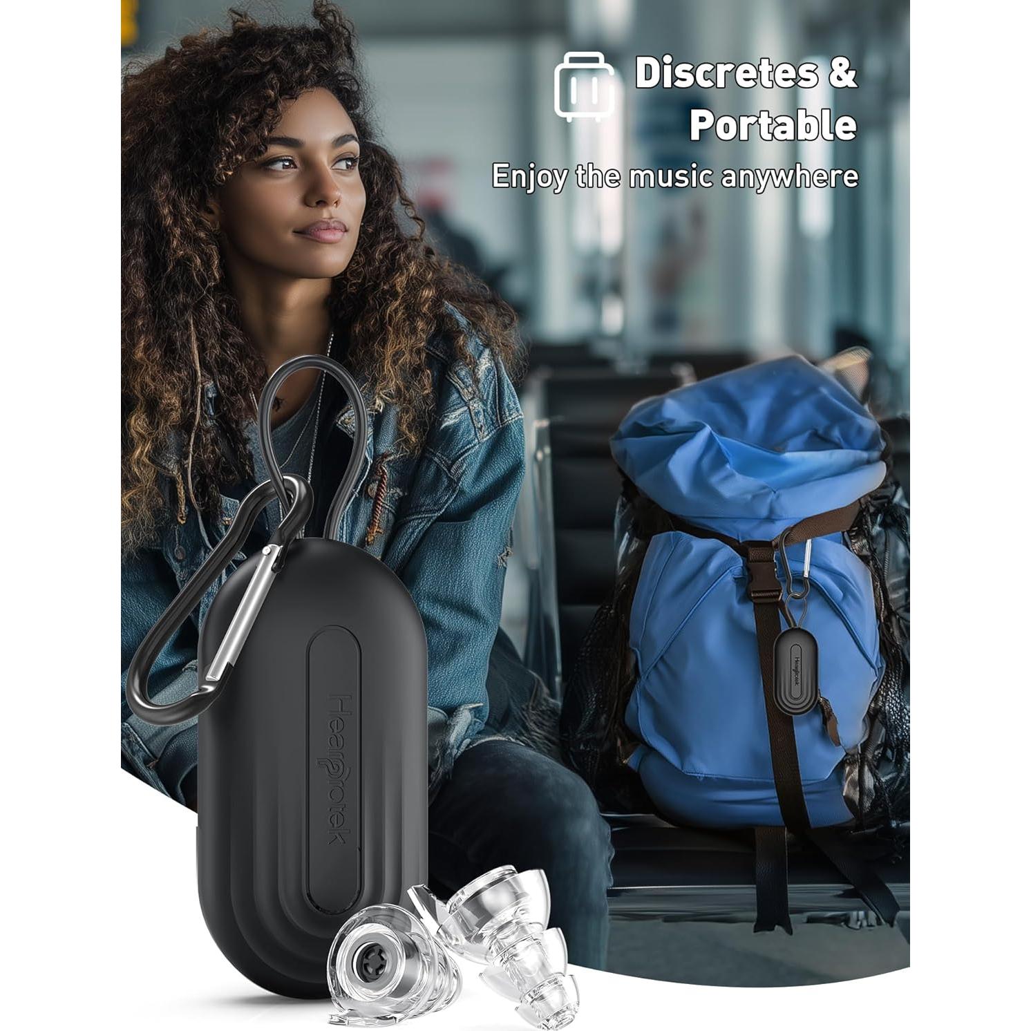 Tapones para oídos Hearprotek HP16BK, 2 pares, reducción 23 dB