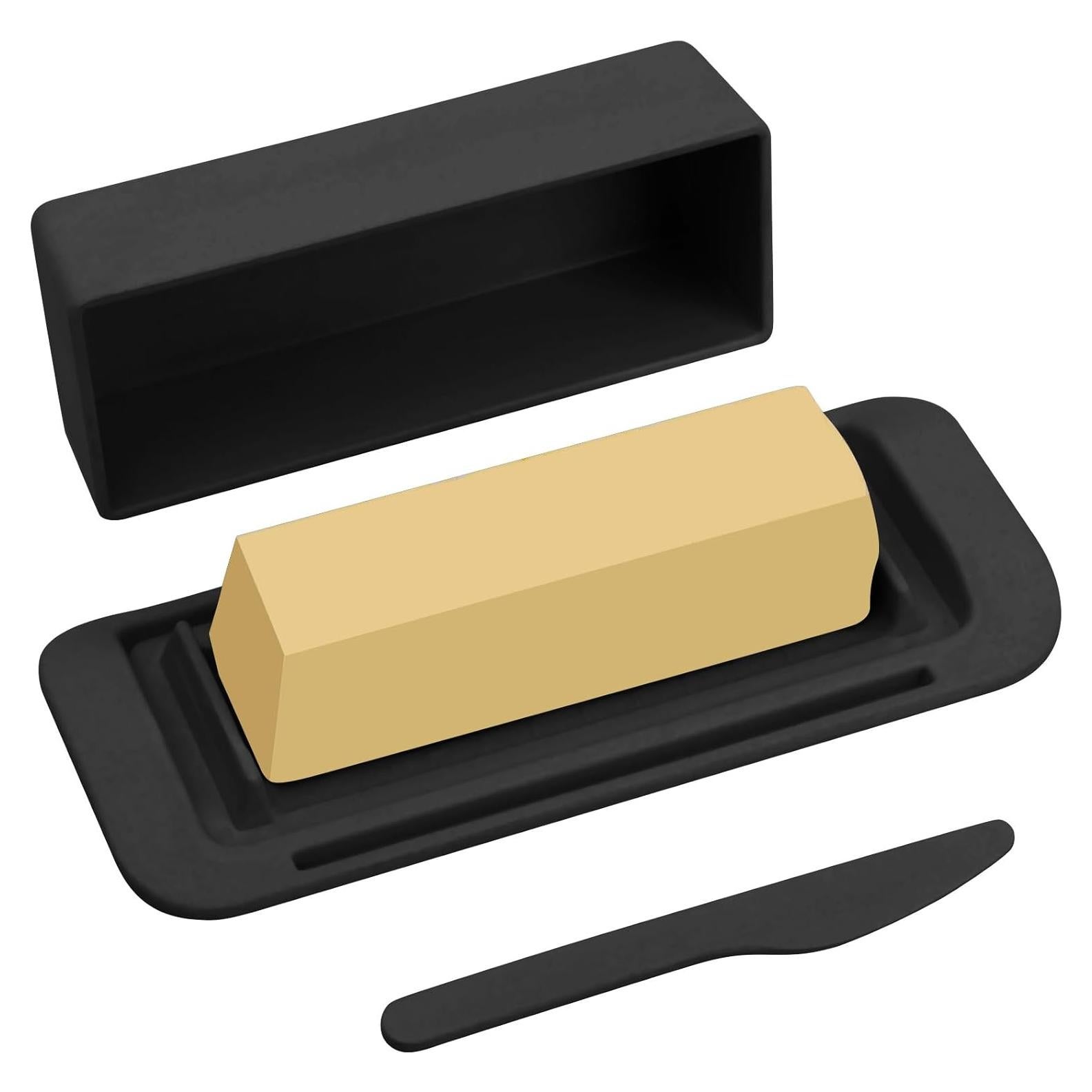 Plato de Mantequilla Ecoway con Tapa y Cuchillo - Negro