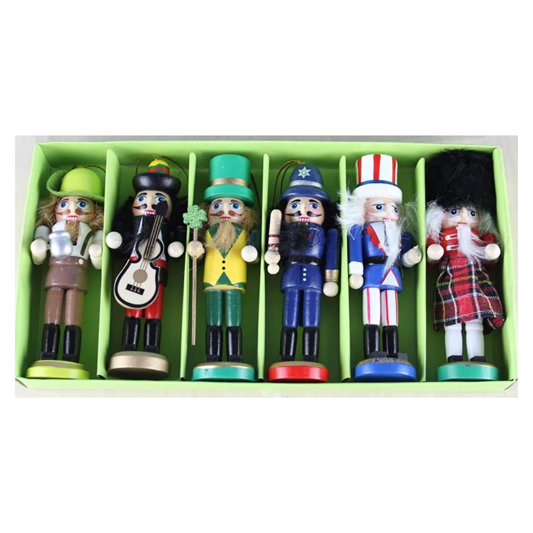 Conjunto de Adornos Cascanueces Navidad BlueSpace Madera 120mm Verde