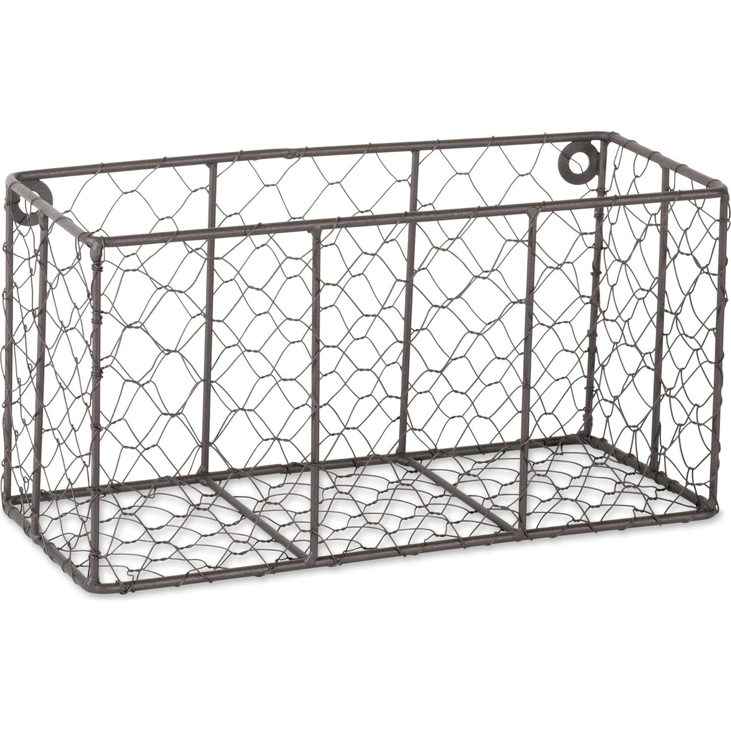 Juego de 2 Cestas de Pared Vintage DII Metal Gris 30x14x15.5cm