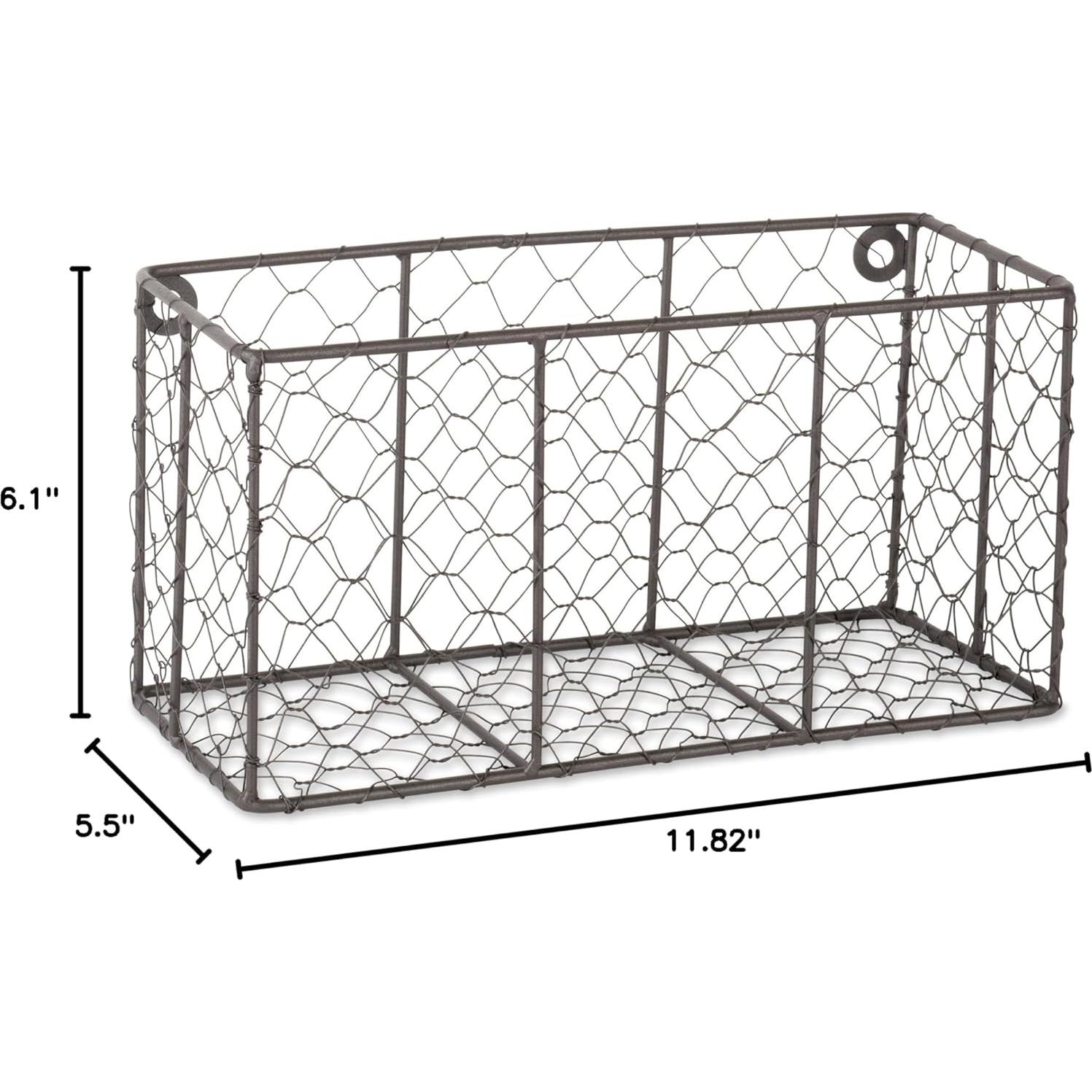 Juego de 2 Cestas de Pared Vintage DII Metal Gris 30x14x15.5cm