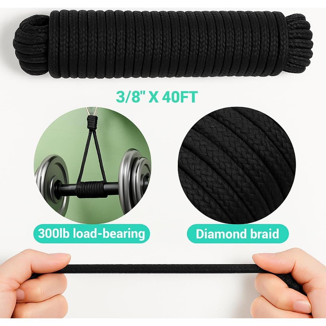 Cuerda de Nylon y Polipropileno 12.3 m PH PerkHomy Negra