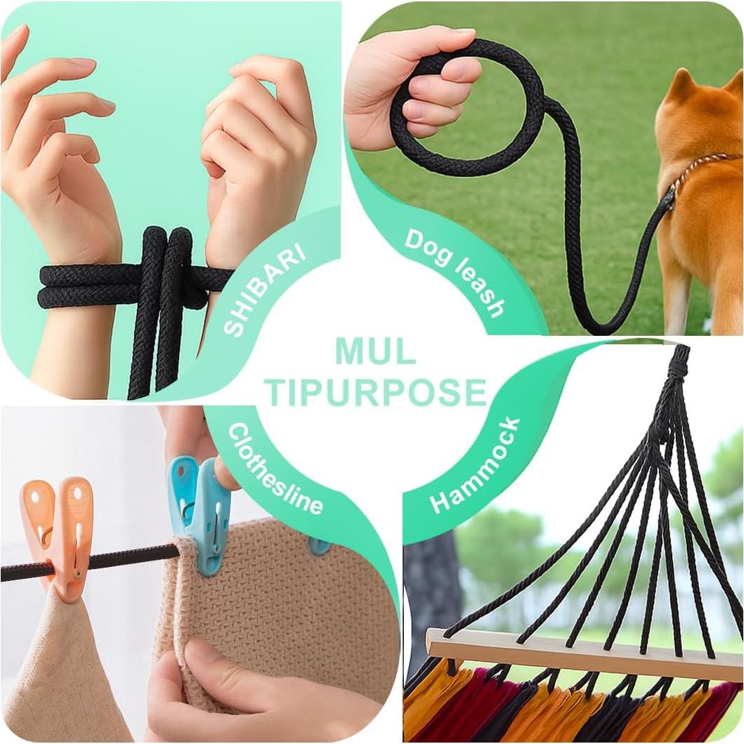 Cuerda de Nylon y Polipropileno 12.3 m PH PerkHomy Negra