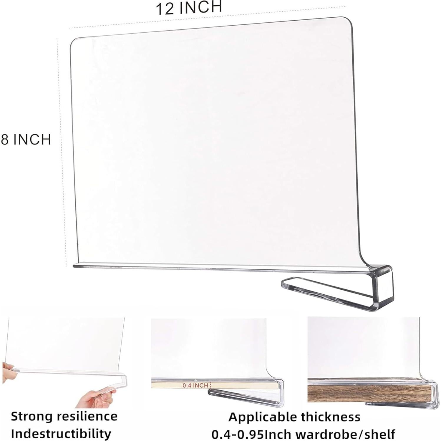 Divisores de Estante Acrílico SuoXing 4 Piezas 20.32 cm