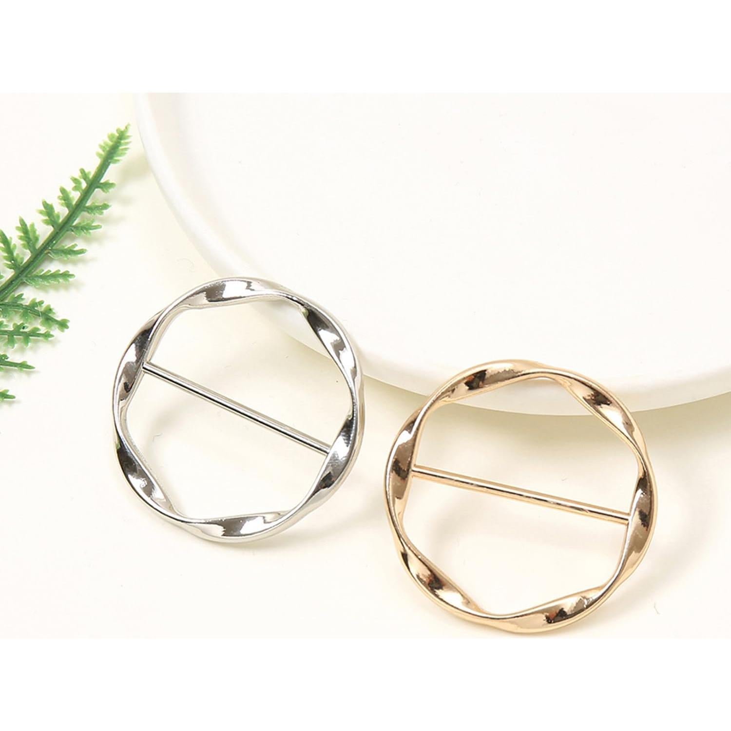 4 Clips de Bufanda de Metal Oro para Mujeres - Accesorios Moda