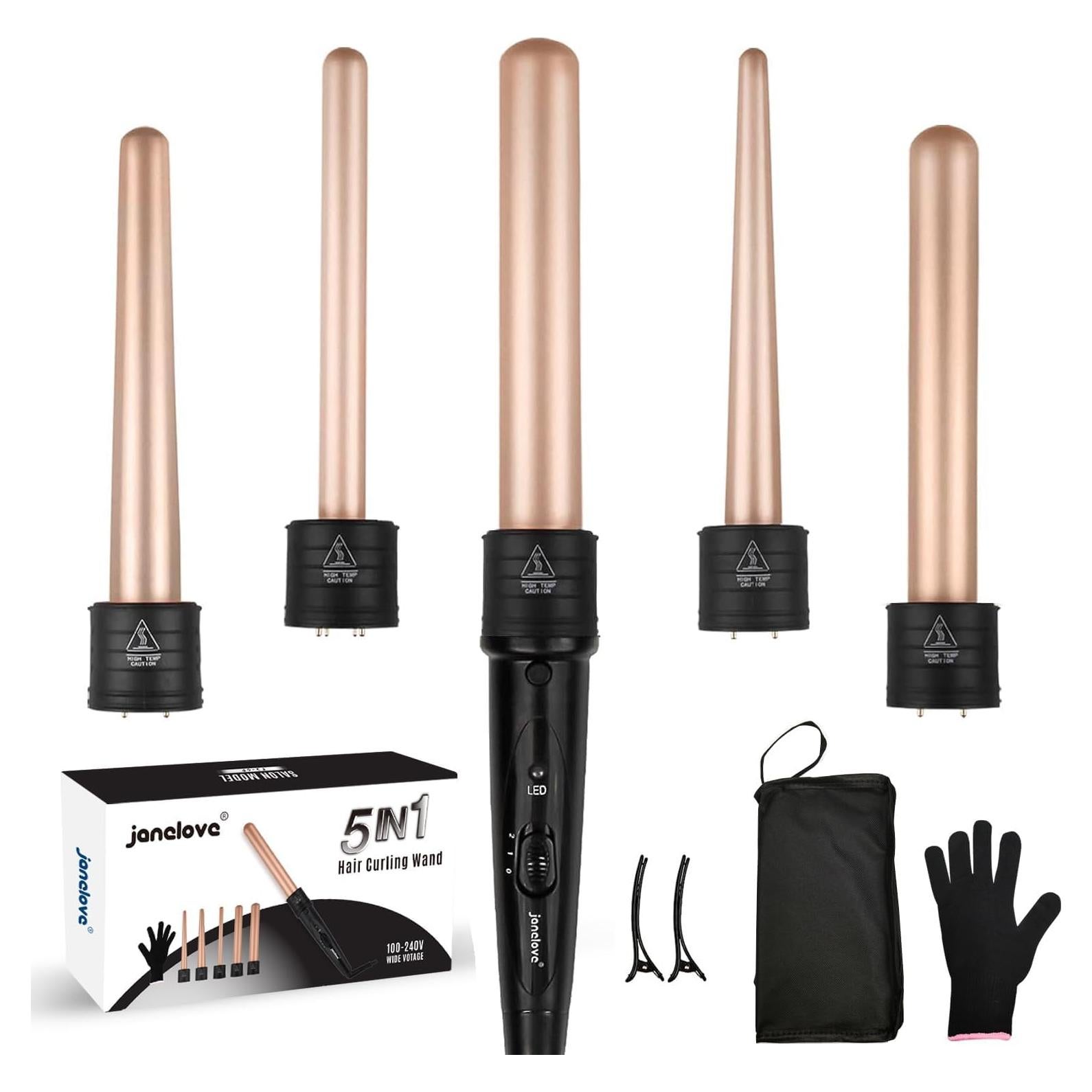 Rizador de Cabello 5 en 1 Janelove Cerámica Temperatura Ajustable