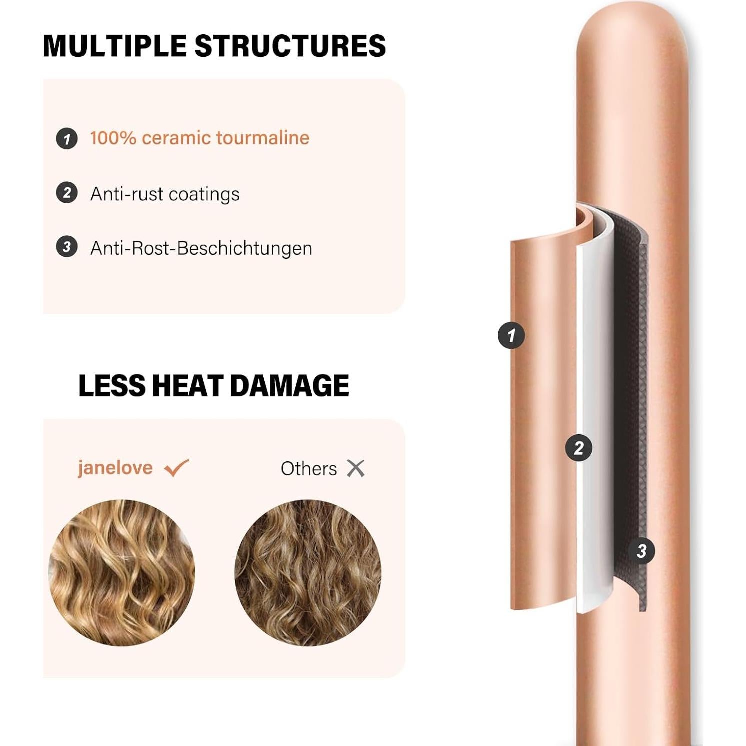 Rizador de Cabello 5 en 1 Janelove Cerámica Temperatura Ajustable