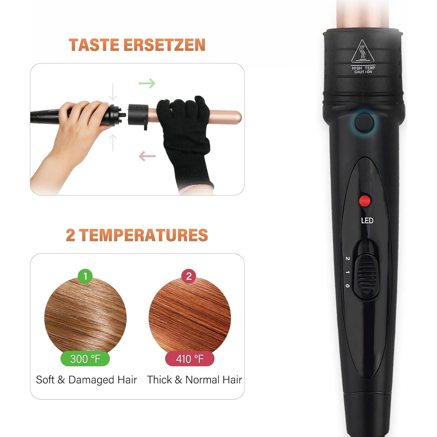 Rizador de Cabello 5 en 1 Janelove Cerámica Temperatura Ajustable