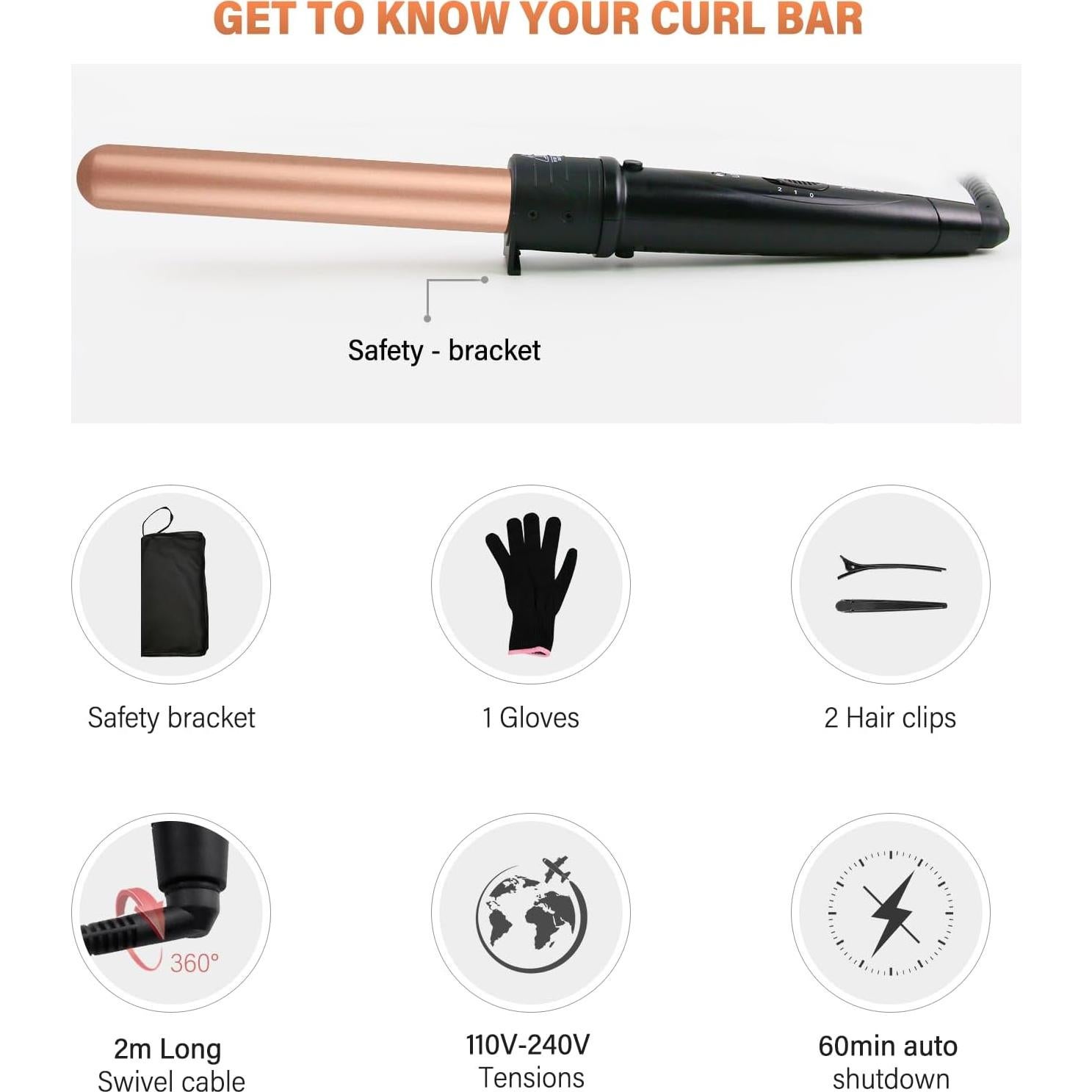 Rizador de Cabello 5 en 1 Janelove Cerámica Temperatura Ajustable