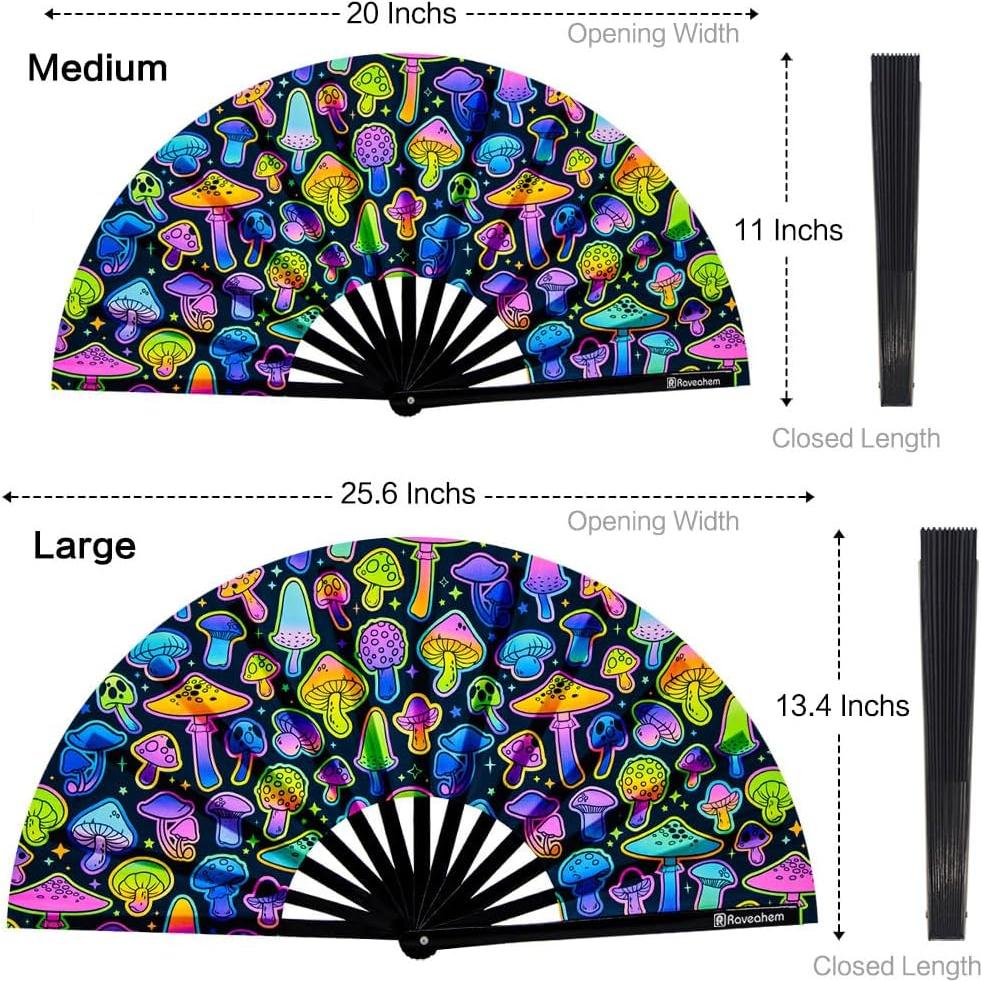 Ventilador de Mano Plegable Raveahem 28 cm Bambú Hongos Mágicos