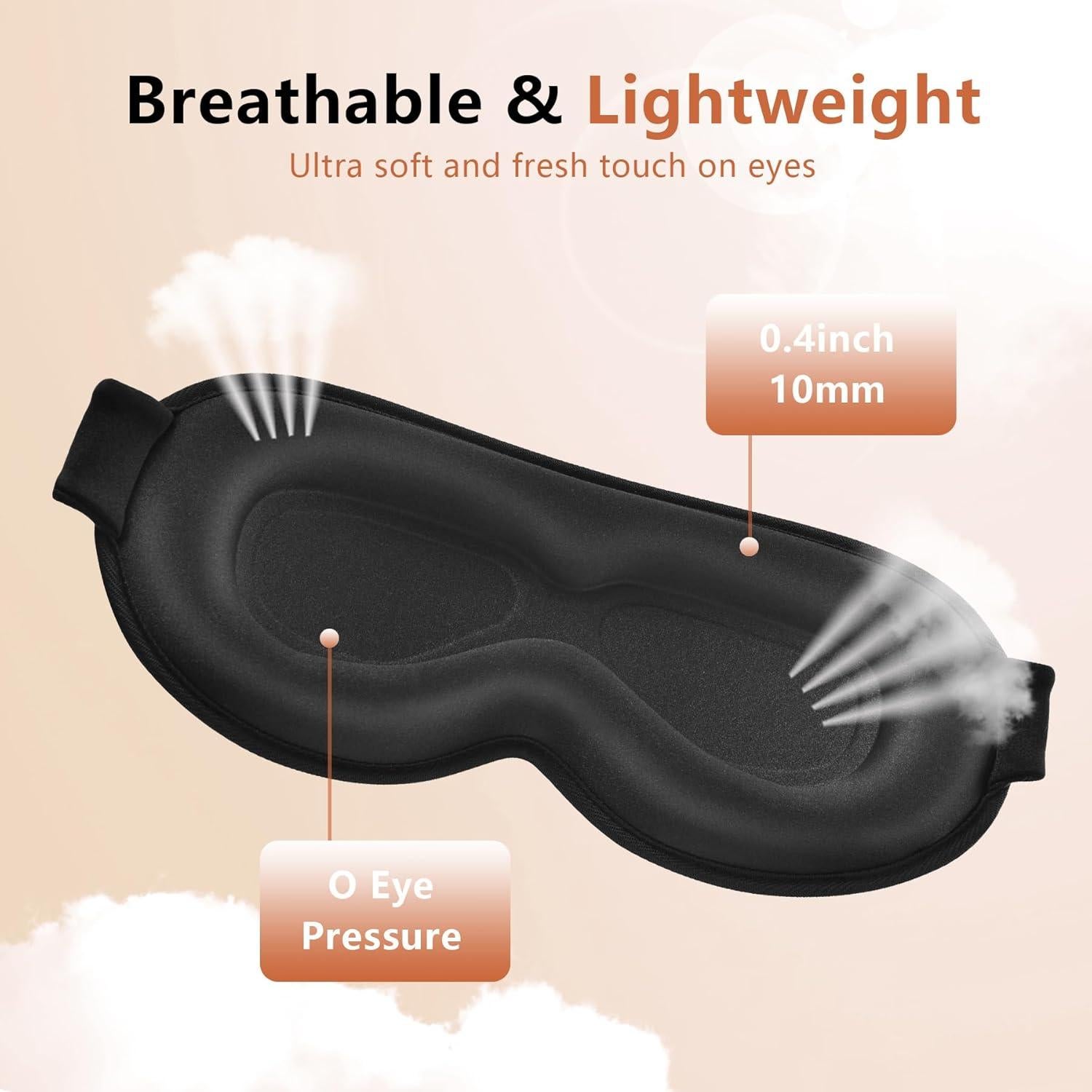 Máscara de Sueño 3D VENMATE Ajustable Bloqueadora de Luz Negra