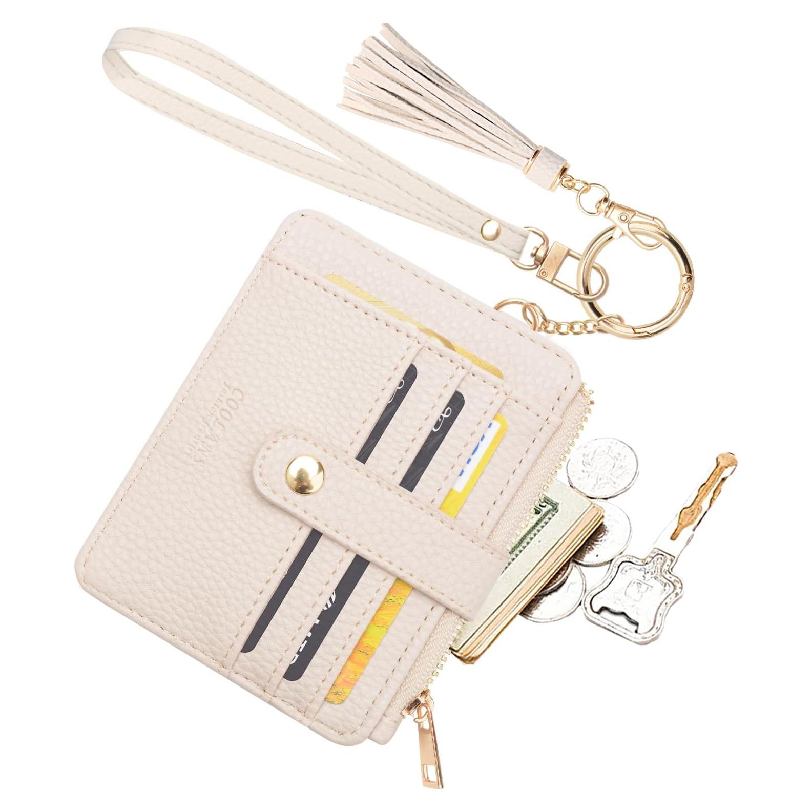 Billetera de Pulsera COOLANS para Mujeres, Slim, RFID, Gris Crema