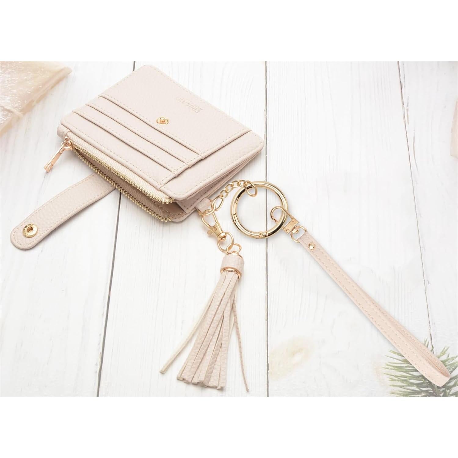 Billetera de Pulsera COOLANS para Mujeres, Slim, RFID, Gris Crema