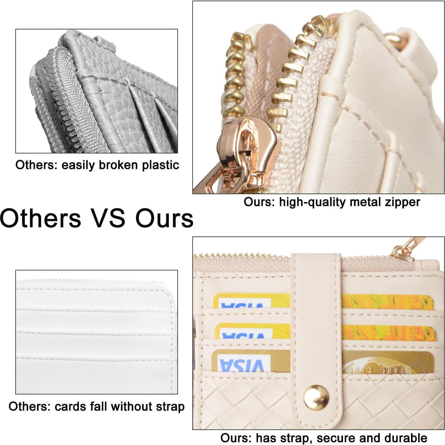 Billetera de Pulsera COOLANS para Mujeres, Slim, RFID, Gris Crema