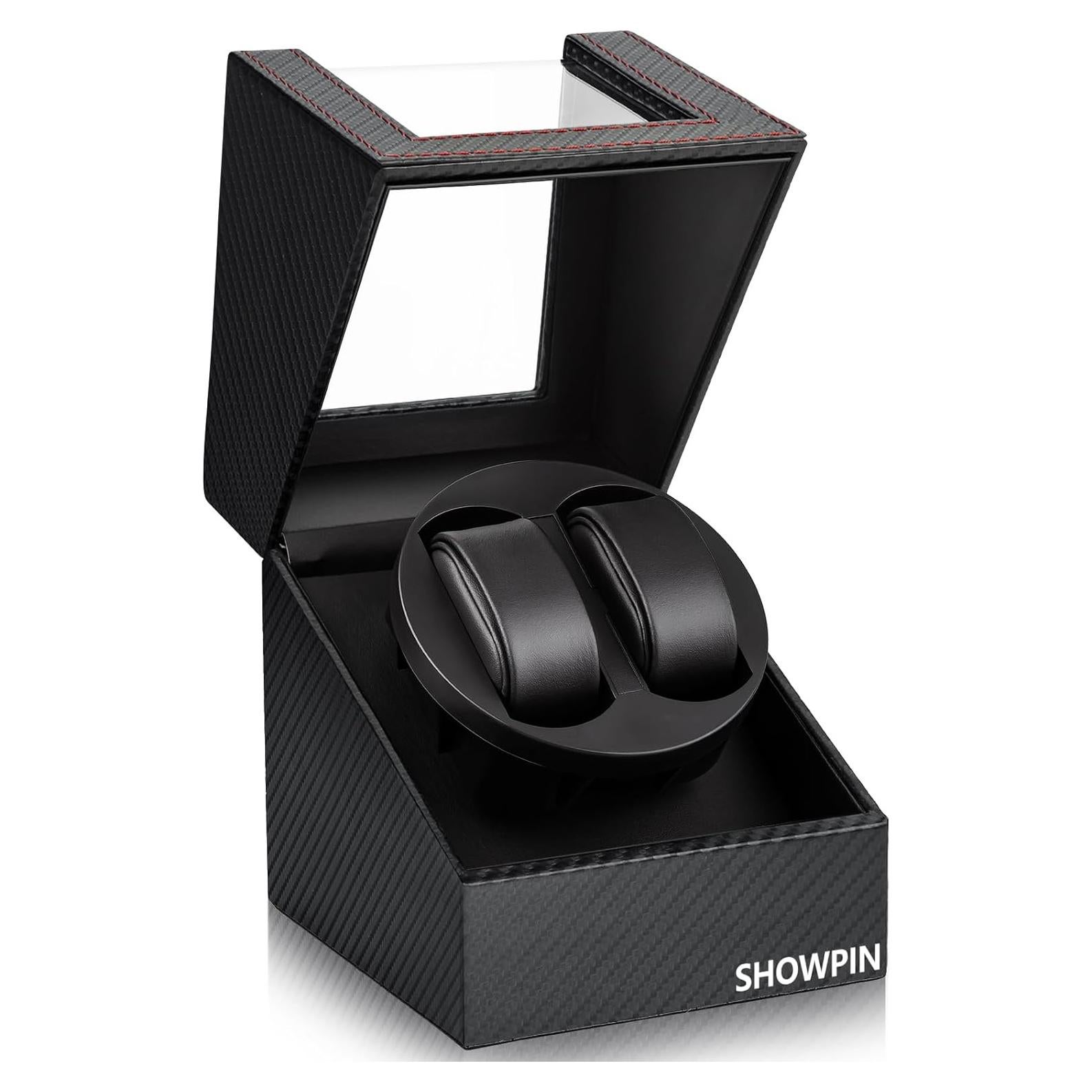 Winder de Reloj Doble SHOWPIN - Silencioso, Cuero Vegano, USB
