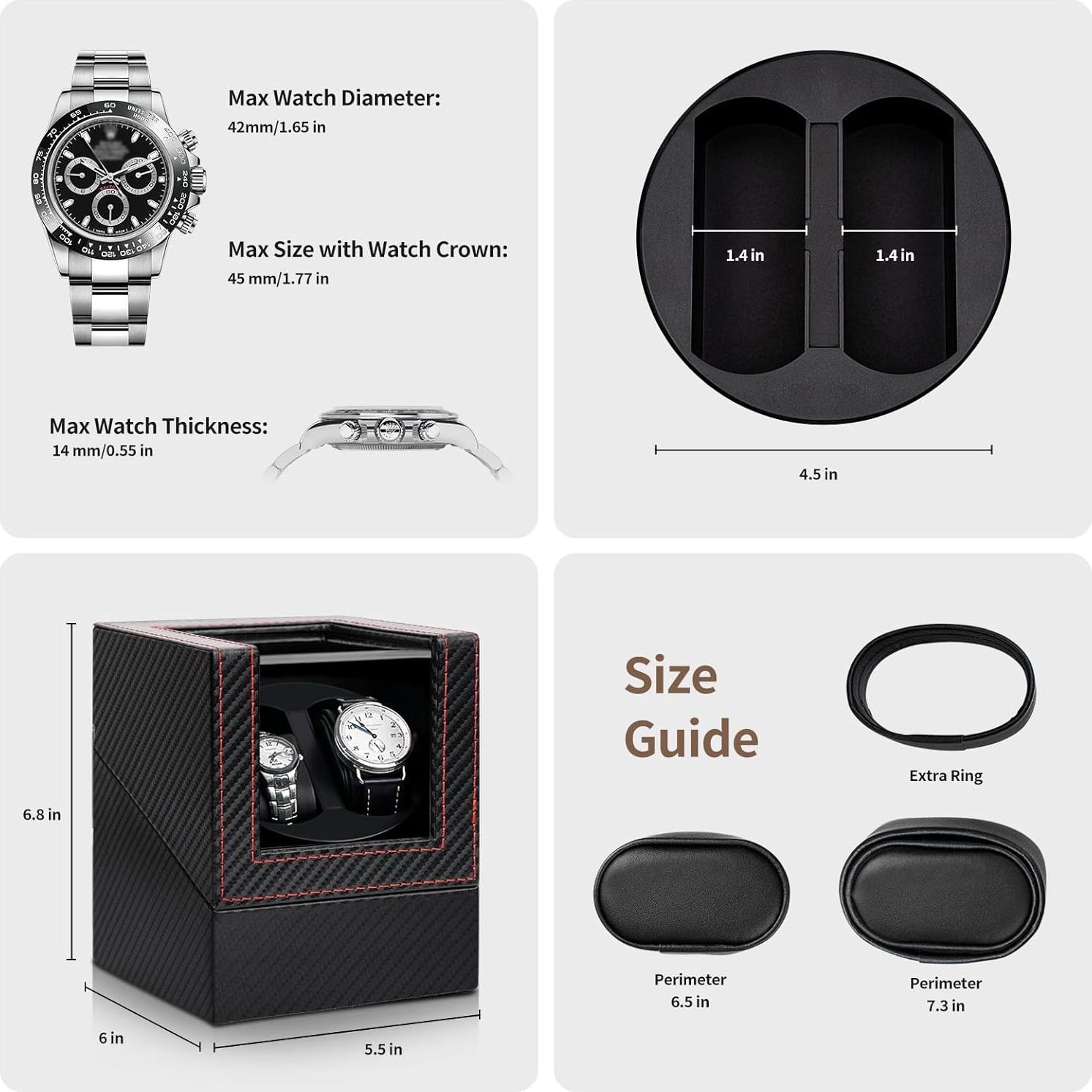 Winder de Reloj Doble SHOWPIN - Silencioso, Cuero Vegano, USB