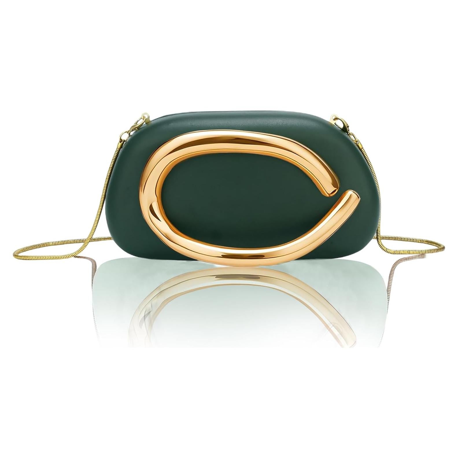 Bolso Clutch de PU Verde Ceniza Rkrouco para Mujeres 18.5x6.5x10 cm