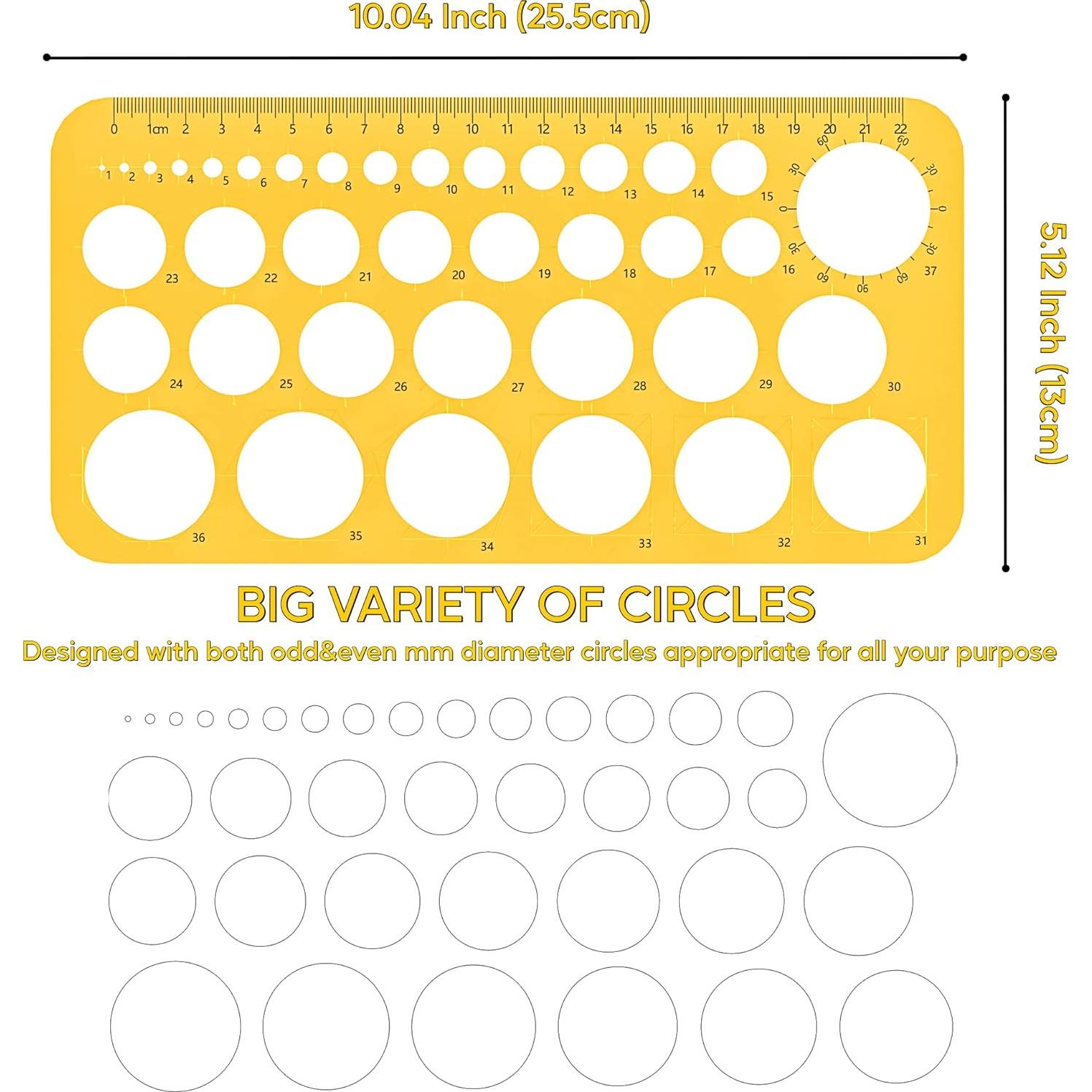 Plantilla Redonda RZDEAL 25.5 cm con 37 Círculos Métricos