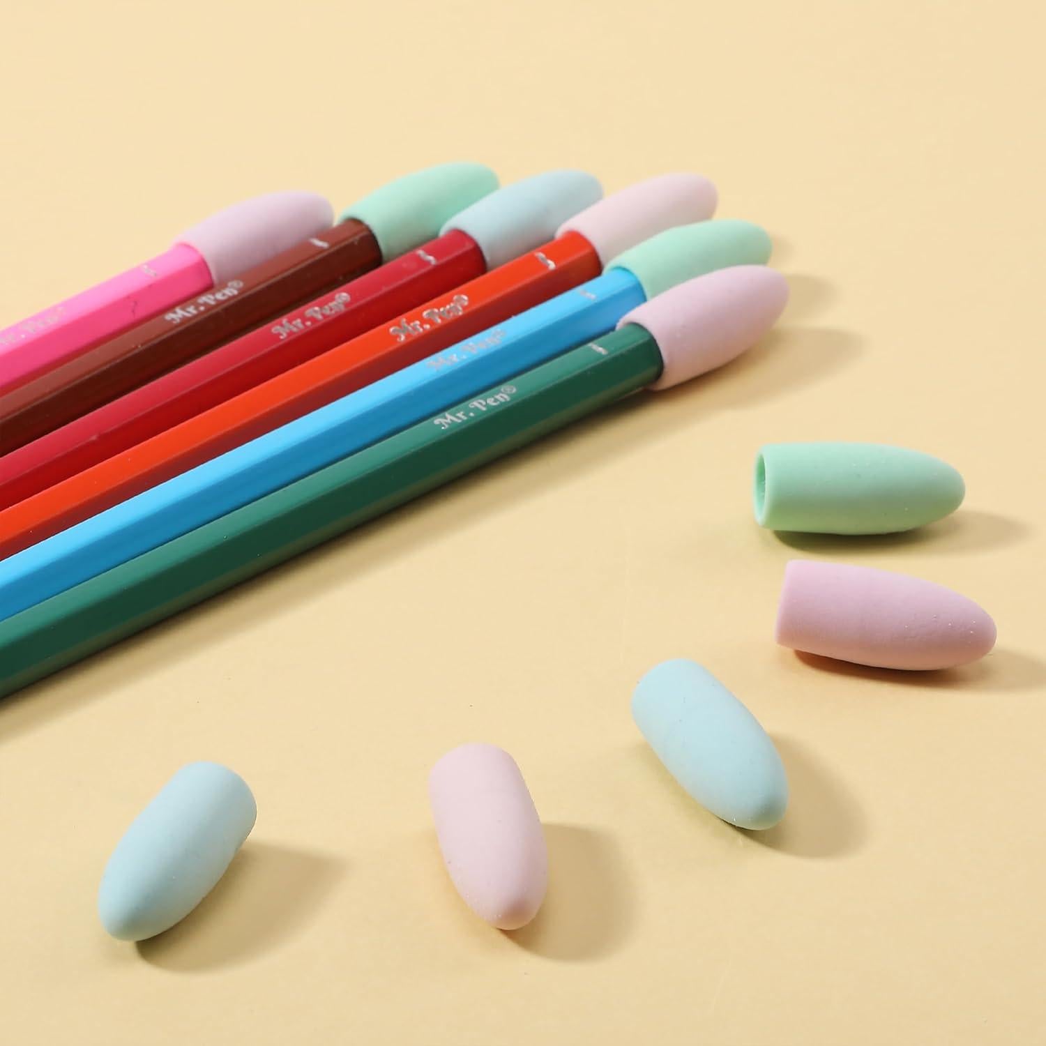Borradores para lápices Mr. Pen, paquete de 120 colores pastel