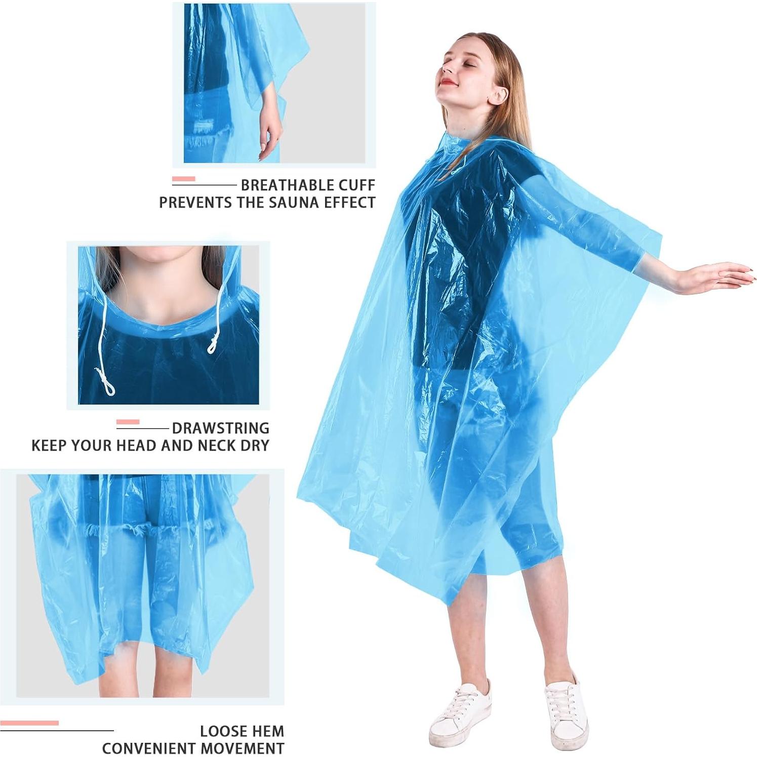 Ponchos de Lluvia Desechables Timoch 6 Paquete Adultos Azul