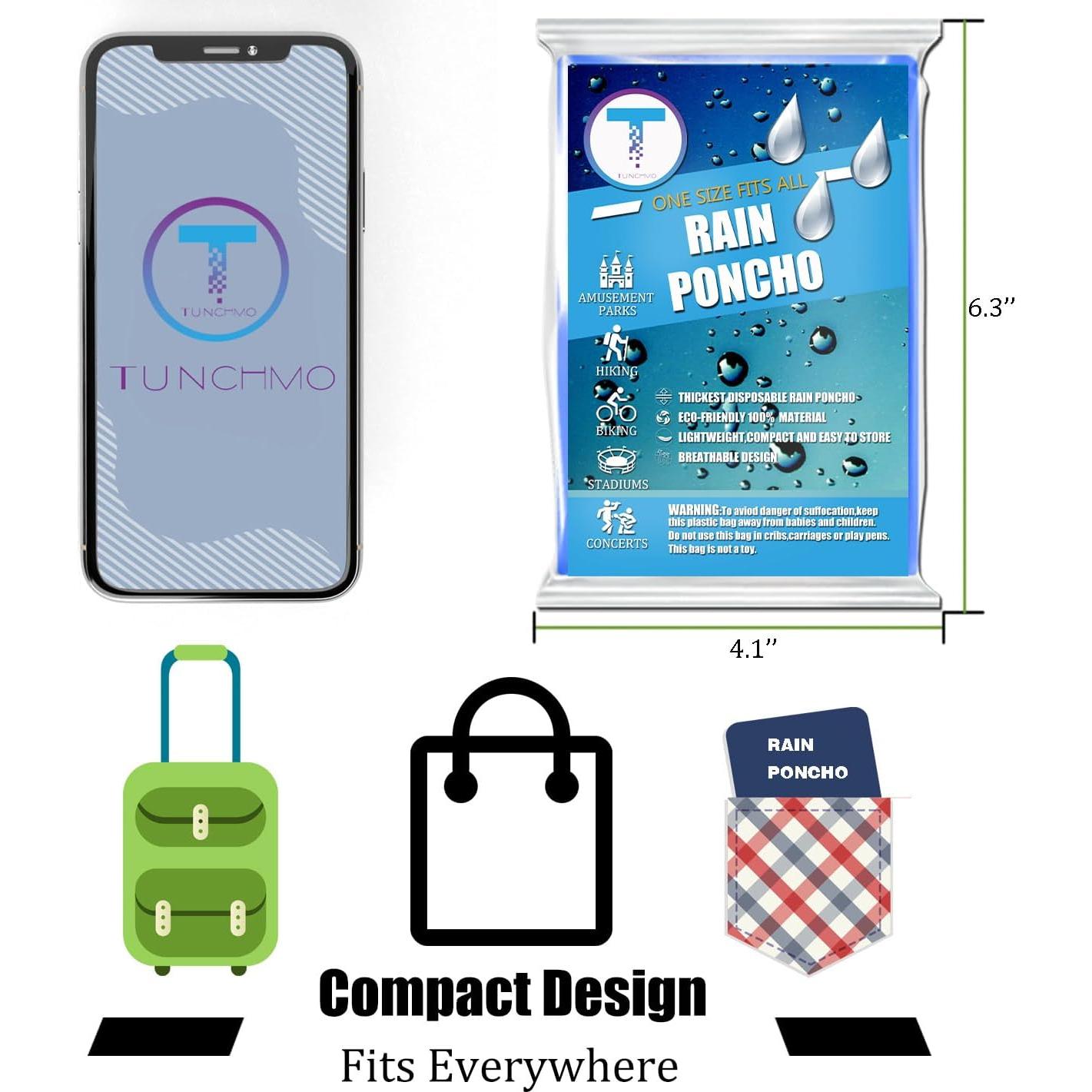 Ponchos de Lluvia Desechables Timoch 6 Paquete Adultos Azul