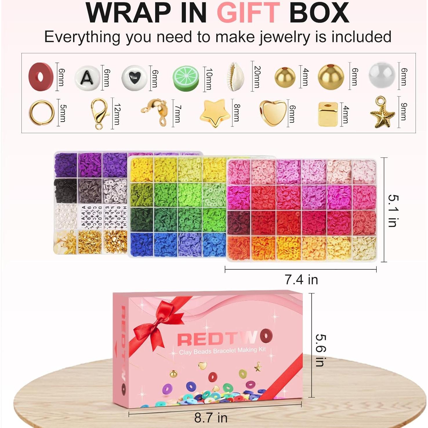 Kit de Fabricación de Pulseras Redtwo - 16000 Piezas de Perlas de Arcilla