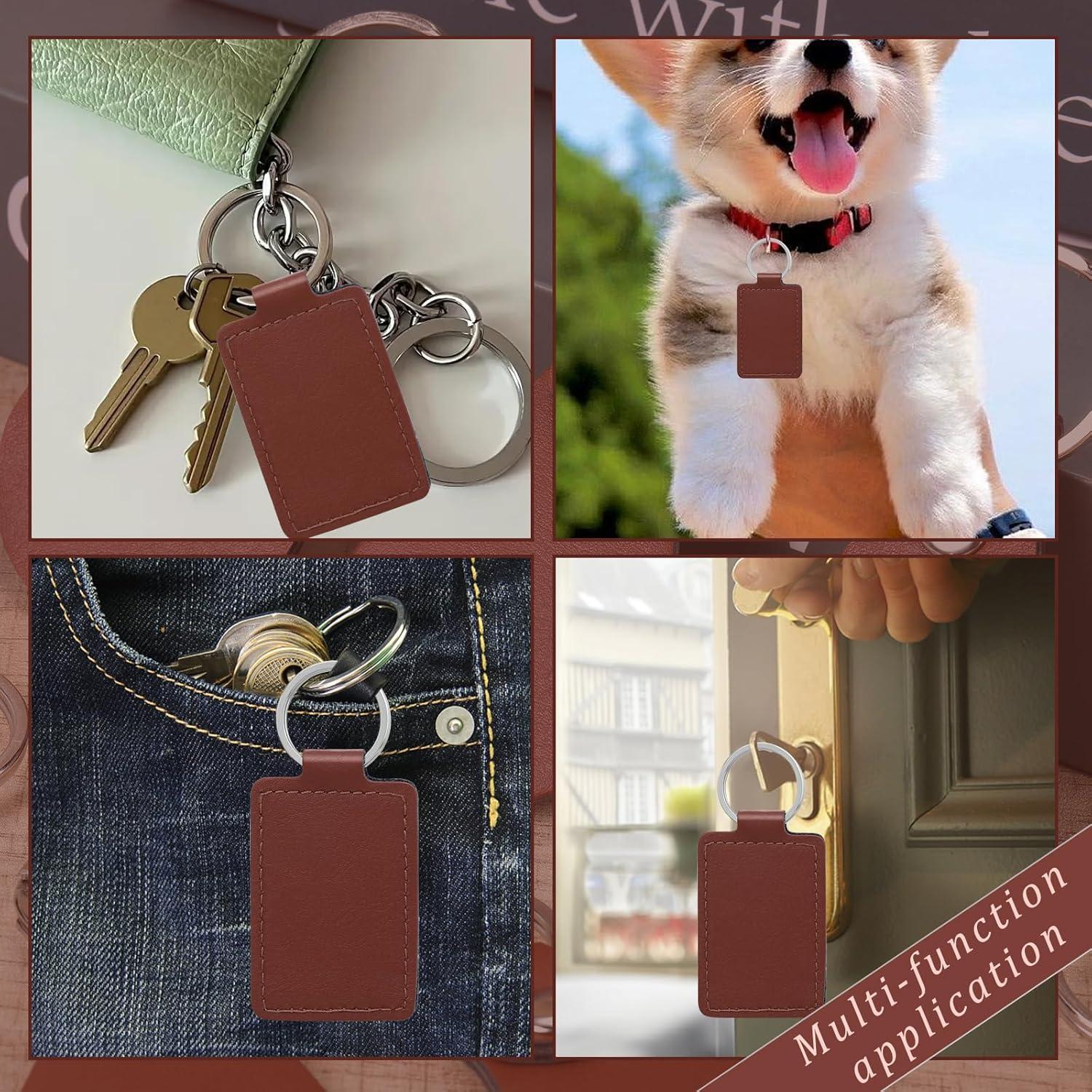 Kit de 10 llaveros de cuero PU Tikjiua rectangulares DIY