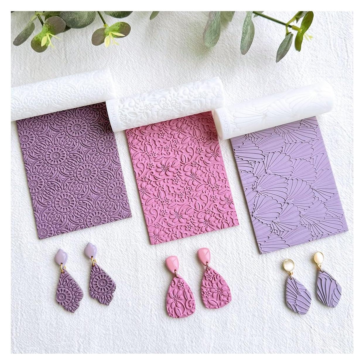 Rodillo de Textura de Arcilla Polimérica KEOKER - Set de 3 Piezas