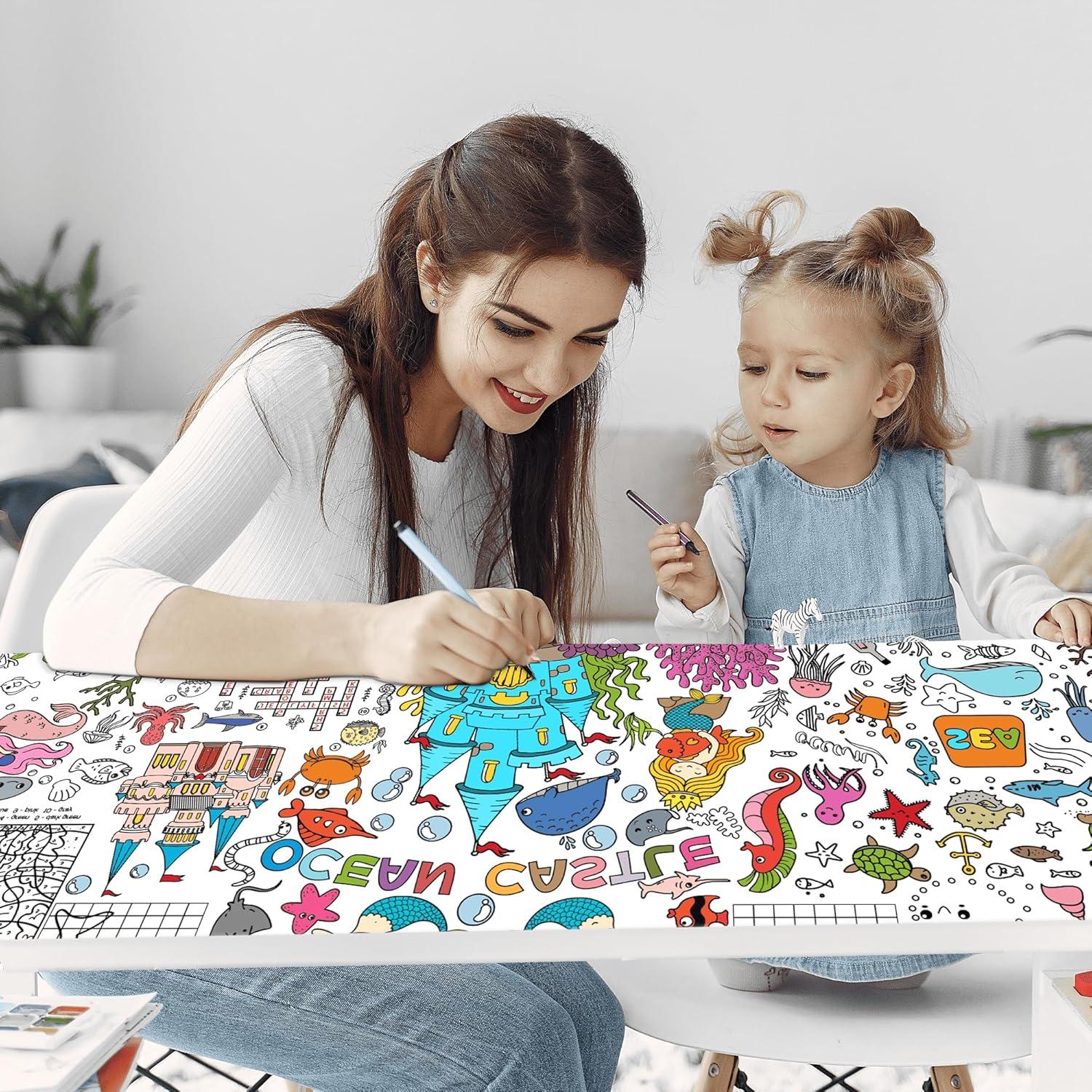 Mantel y Póster Gigante para Colorear Sirena 76x183 cm - PURPLIZATION