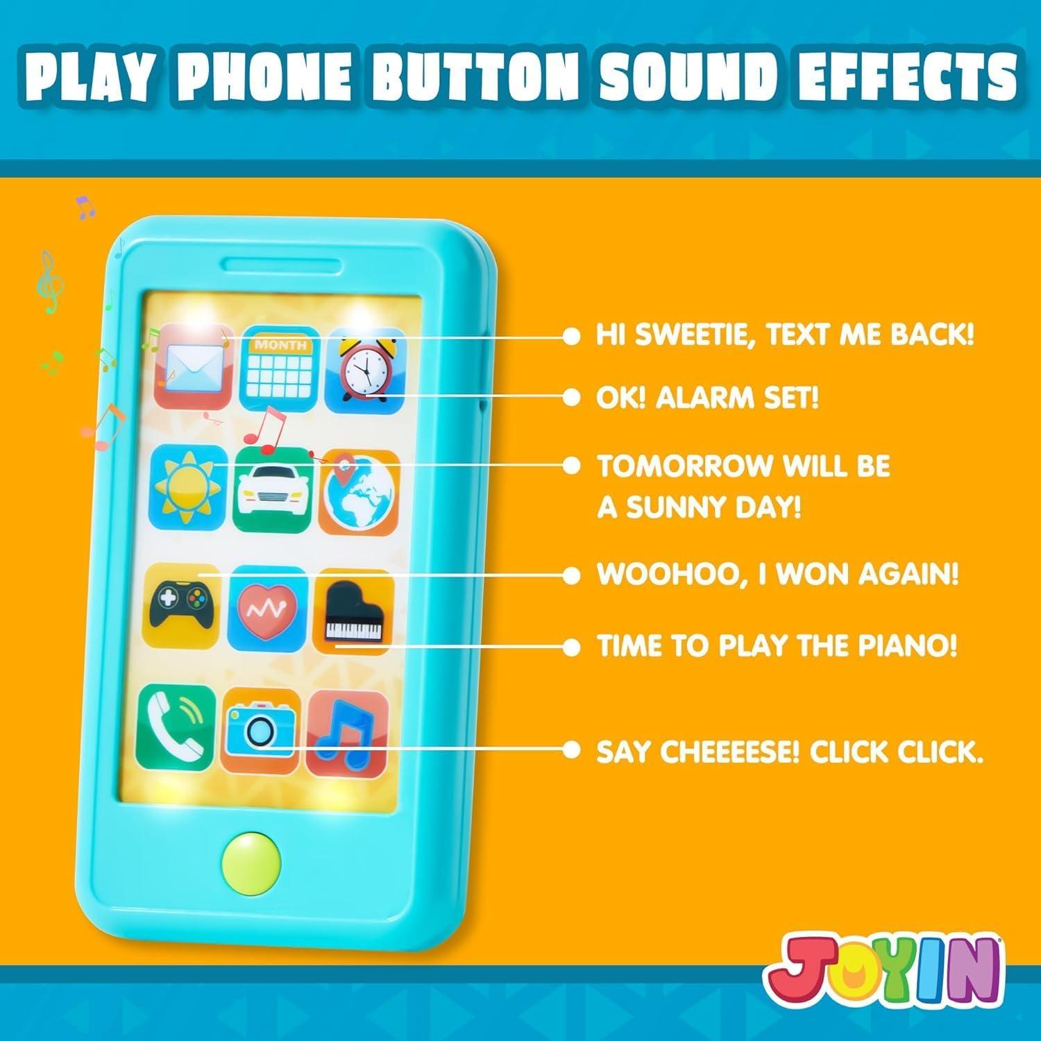 Pretend Toddler Play Phone, Learning Toy Phone Set,Keyfob Key Toy and Credit Cards Set, Kids Cellphone, Girls Boys Birthday Gifts for 1 2 3 Year Old,Baby Blue, Kids Presents, Easter Basket Stuffers