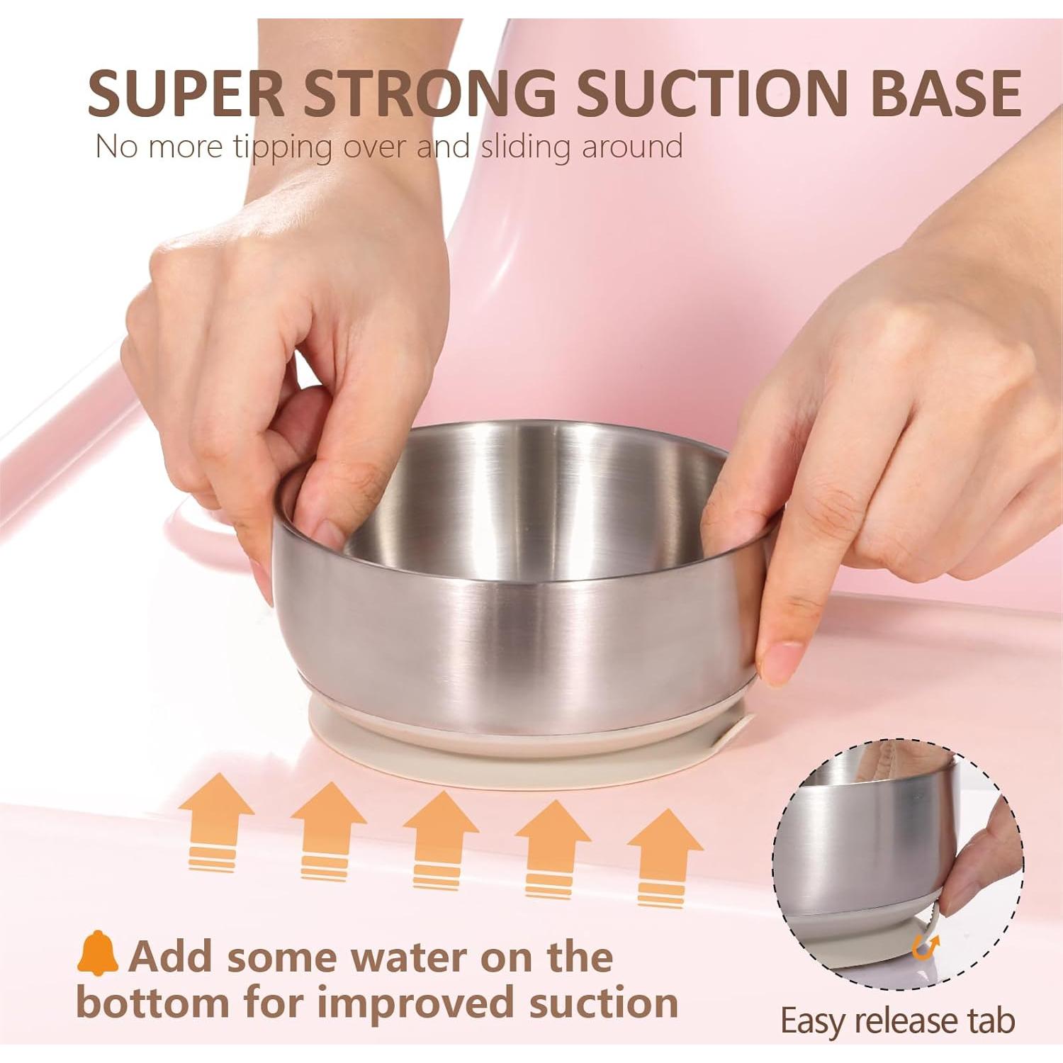 Tazón para Bebés MR. CHOU con Succión y Tapa Oso Beige