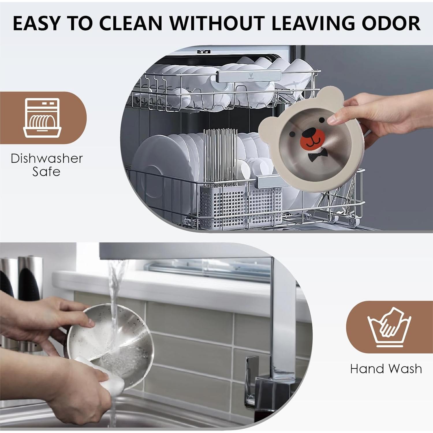 Tazón para Bebés MR. CHOU con Succión y Tapa Oso Beige