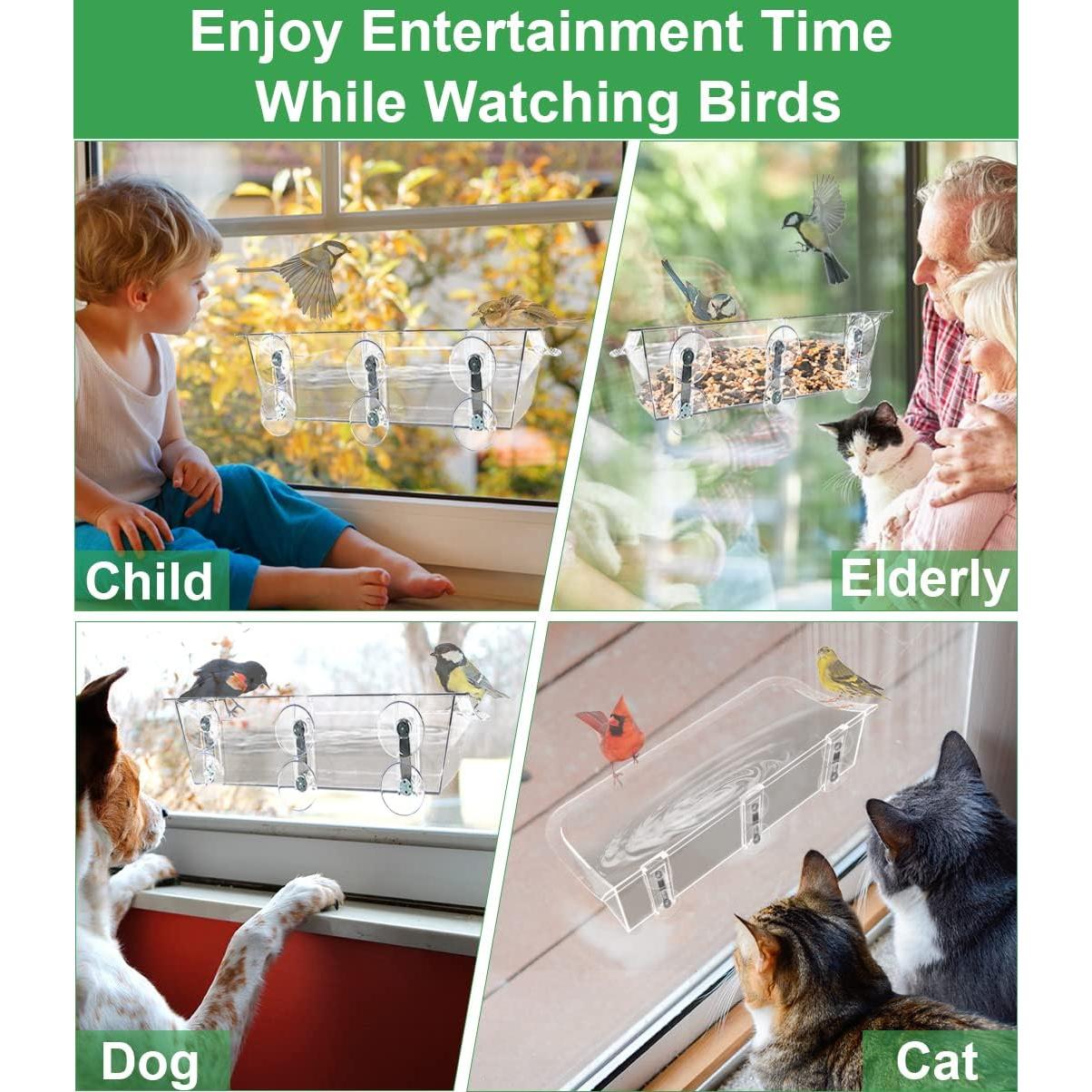 Comedero para Aves AnBaiMei Montado en Ventana 0.95L