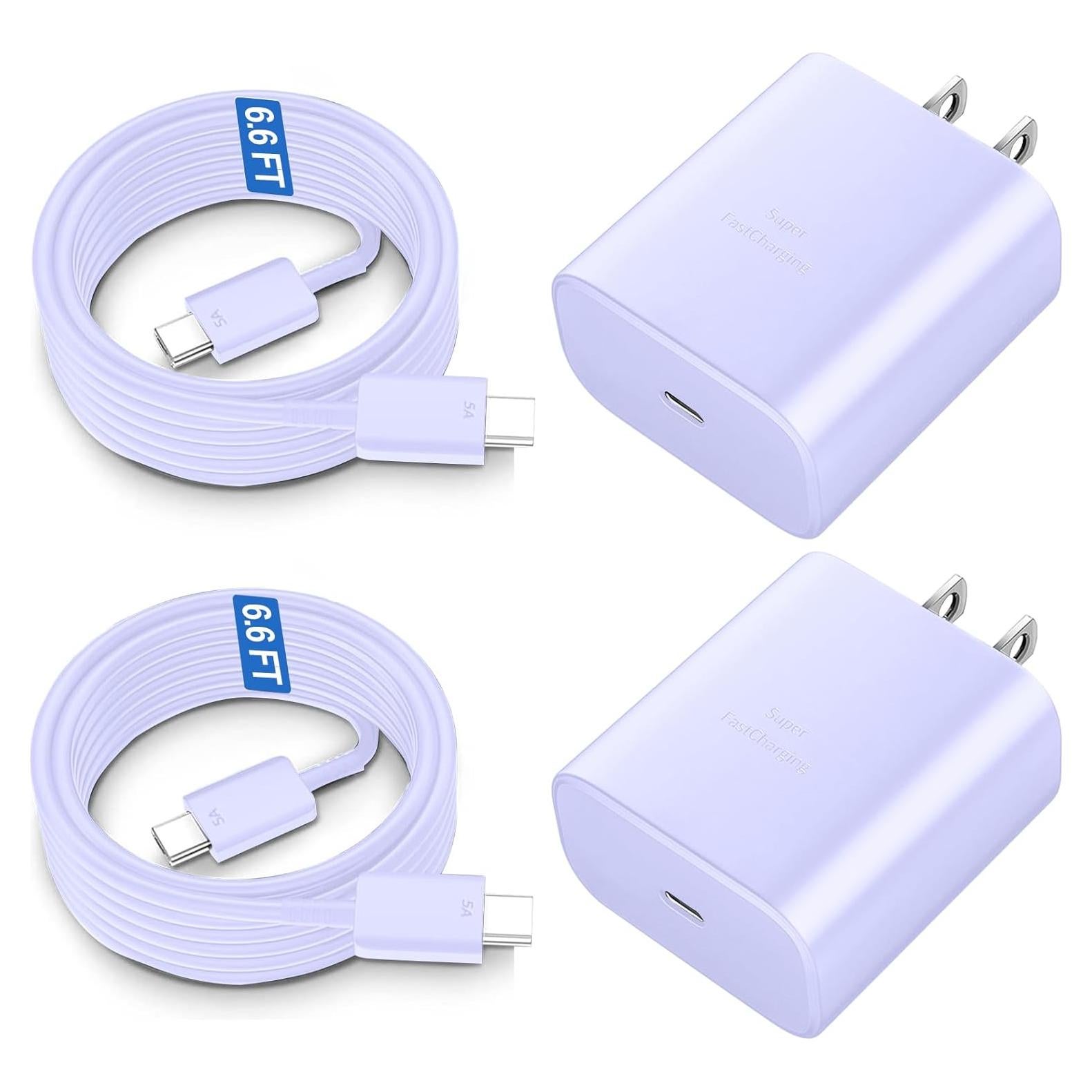Cargador Rápido USB C 45W Samsung con Cable 2m Púrpura