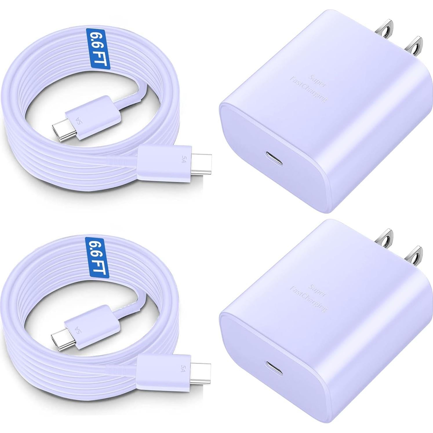 Cargador Rápido USB C 45W Samsung con Cable 2m Púrpura