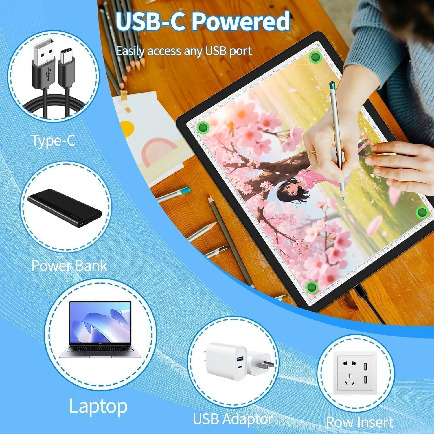 Tabla de Luz A3 KOBAIBAN con Brillo Ajustable y USB-C