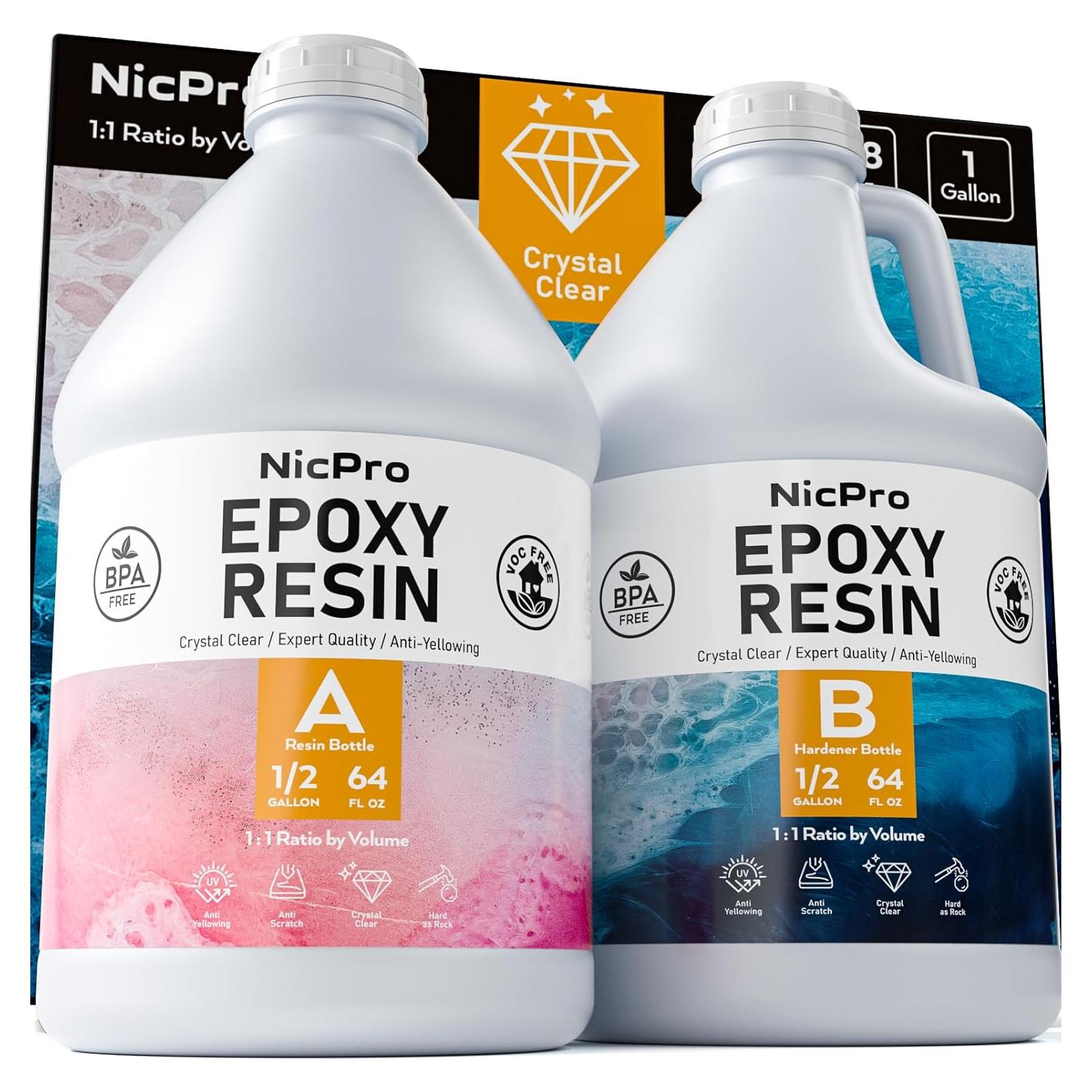 Kit de Resina Epóxica Cristalina Nicpro 1 Galón - Seguro para Alimentos