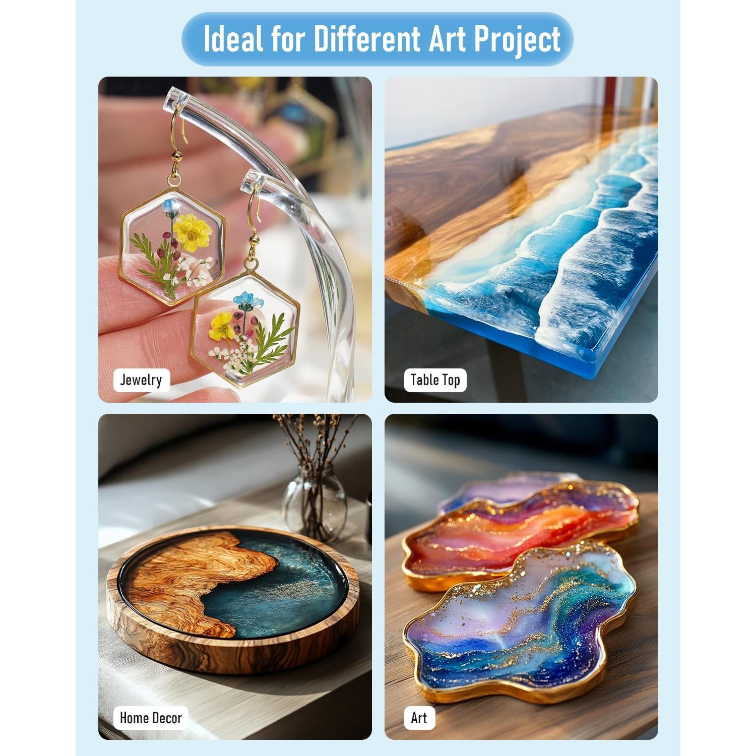 Kit de Resina Epóxica Cristalina Nicpro 1 Galón - Seguro para Alimentos