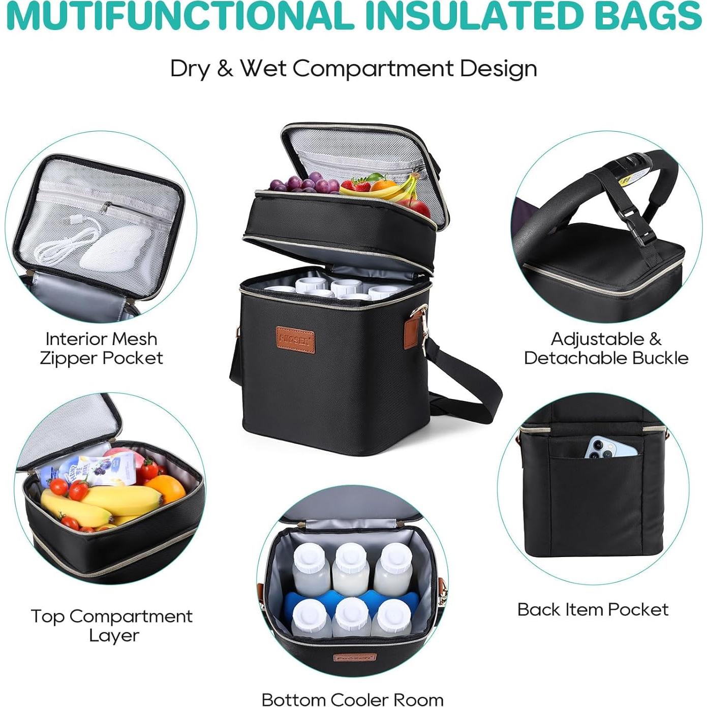 Bolsa de Enfriamiento PIIOSER para 6 Biberones 0.26L Negra