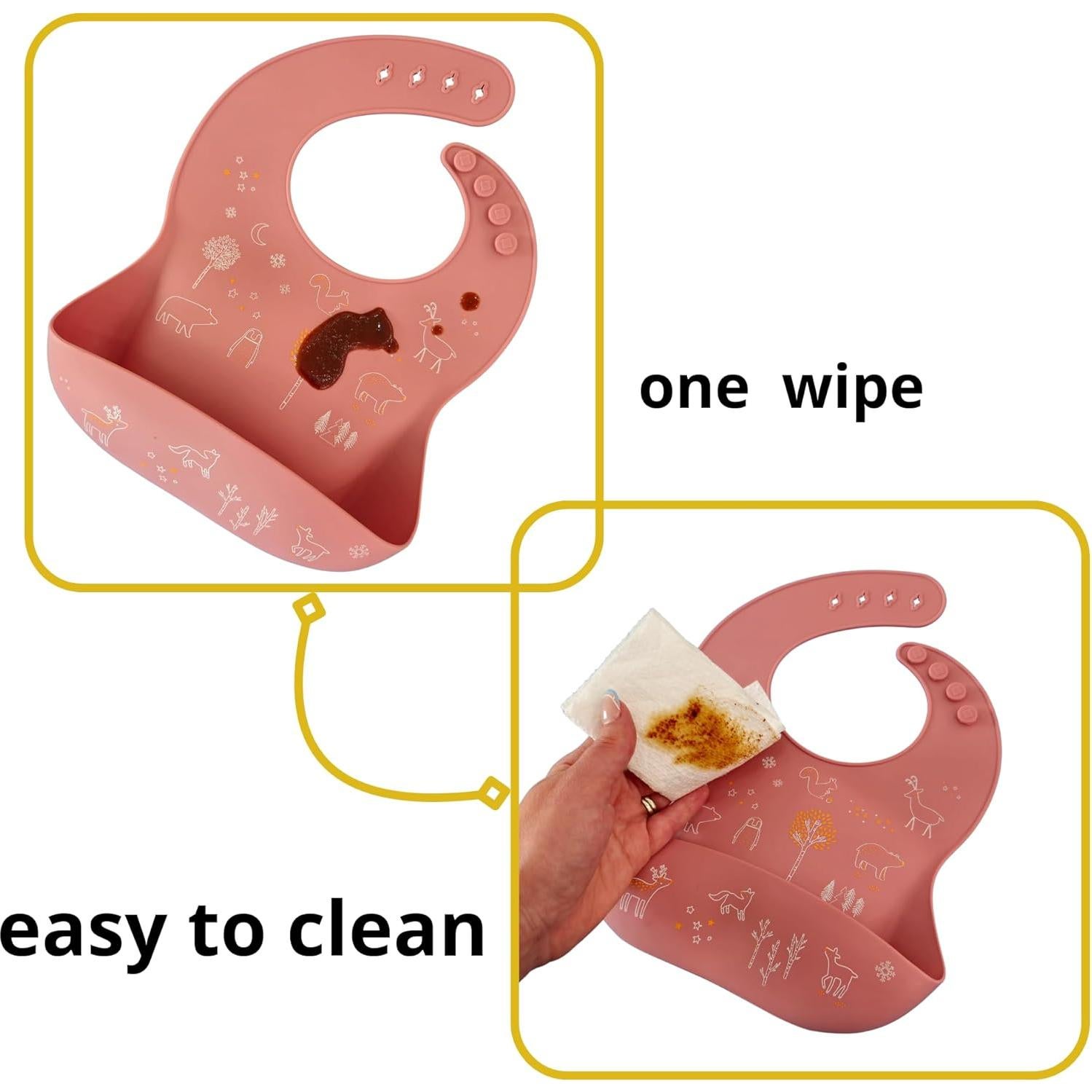 Baberos de Silicona Melikey - 3 Unidades, Ajustables y Lavables